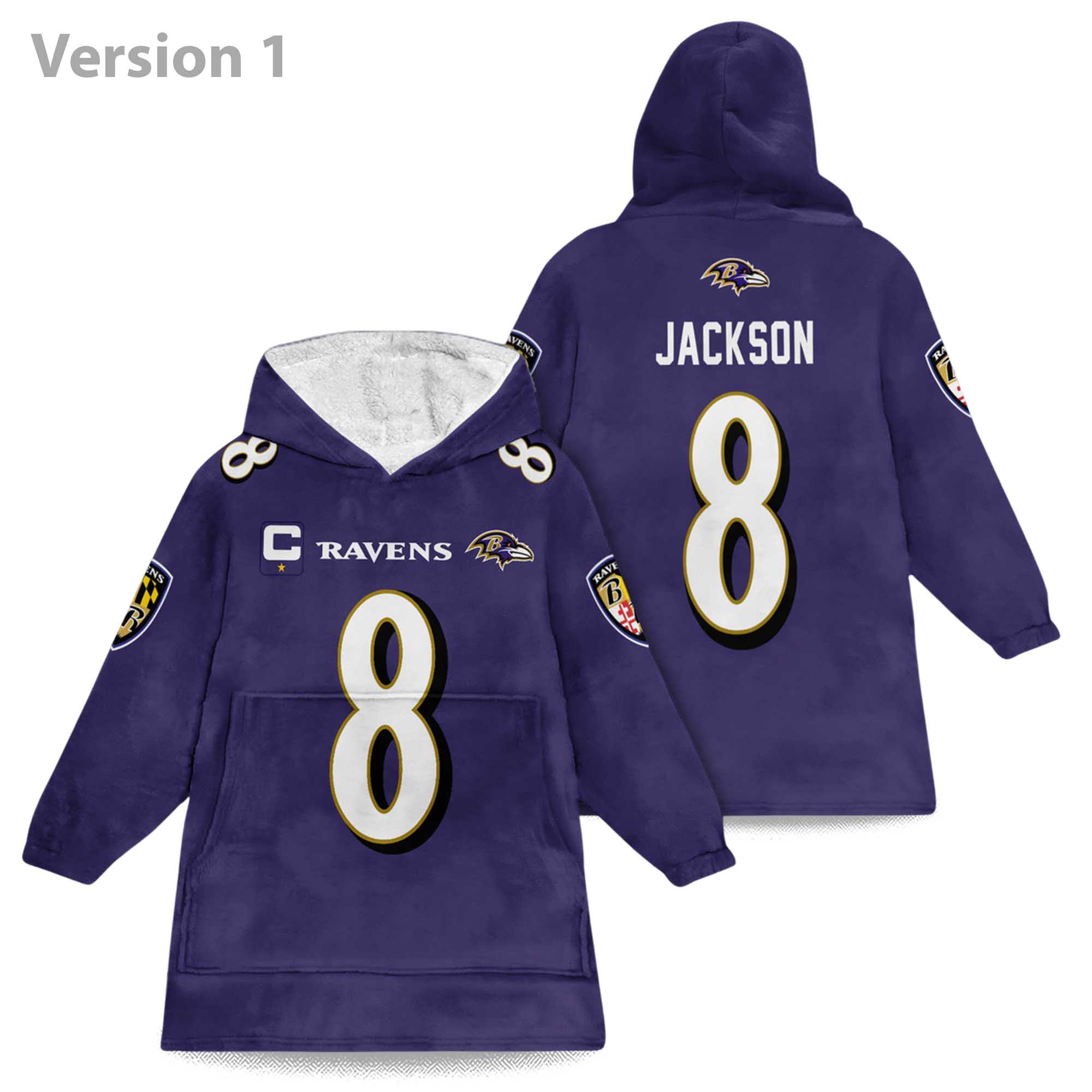 Lamar Jackson 8 Ravens Football Unisex Blanket Hoodie Lamar Jackson 8 Ravens Football Unisex Blanket Hoodie