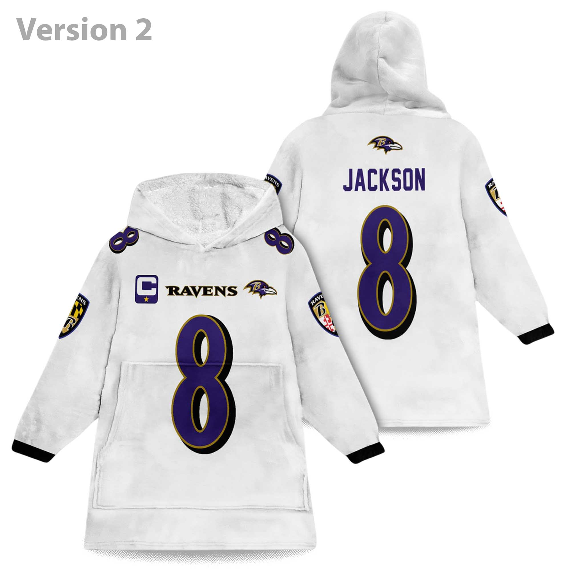 Lamar Jackson 8 Ravens Football Unisex Blanket Hoodie 2 Lamar Jackson 8 Ravens Football Unisex Blanket Hoodie (2)