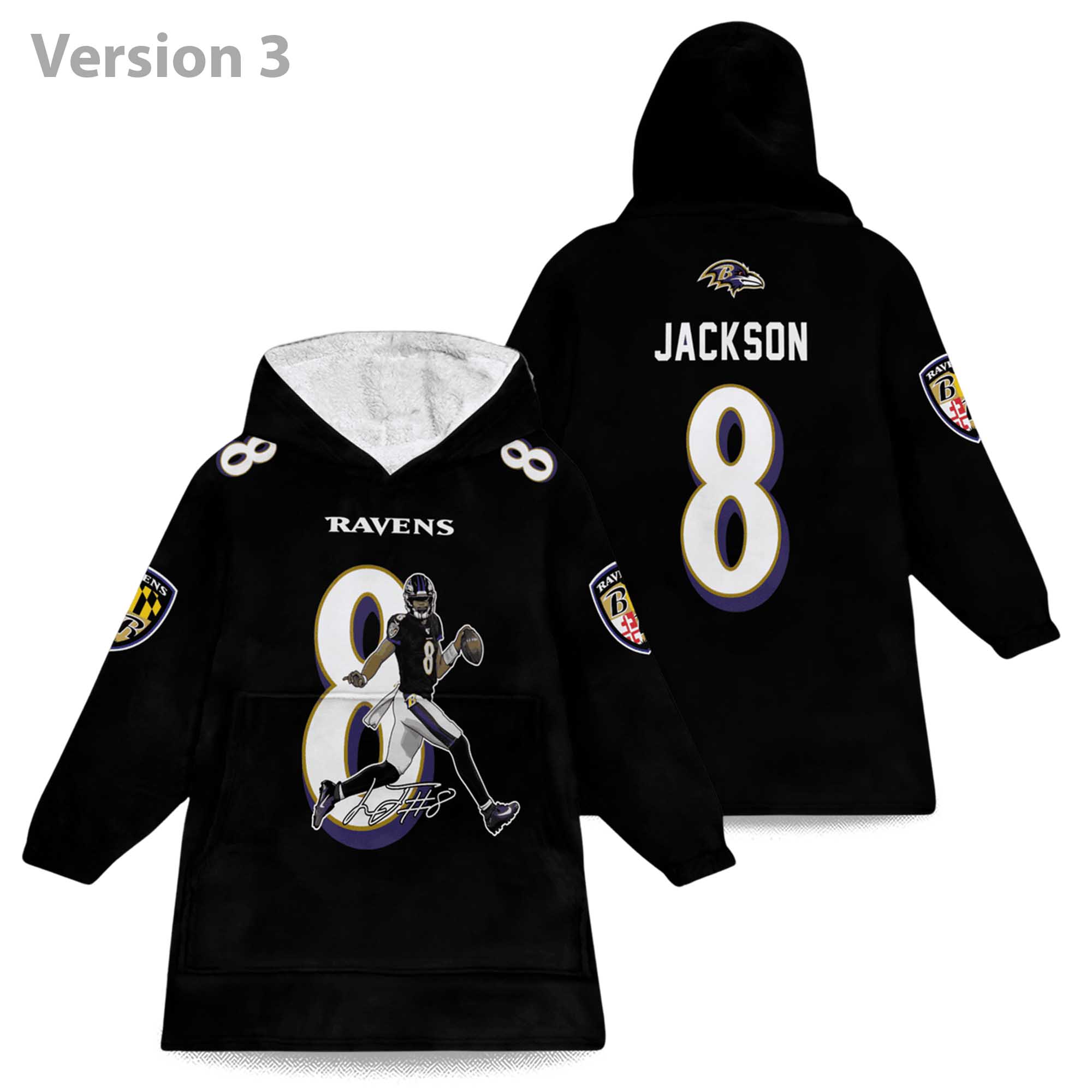 Lamar Jackson 8 Ravens Football Unisex Blanket Hoodie 3 Lamar Jackson 8 Ravens Football Unisex Blanket Hoodie (3)