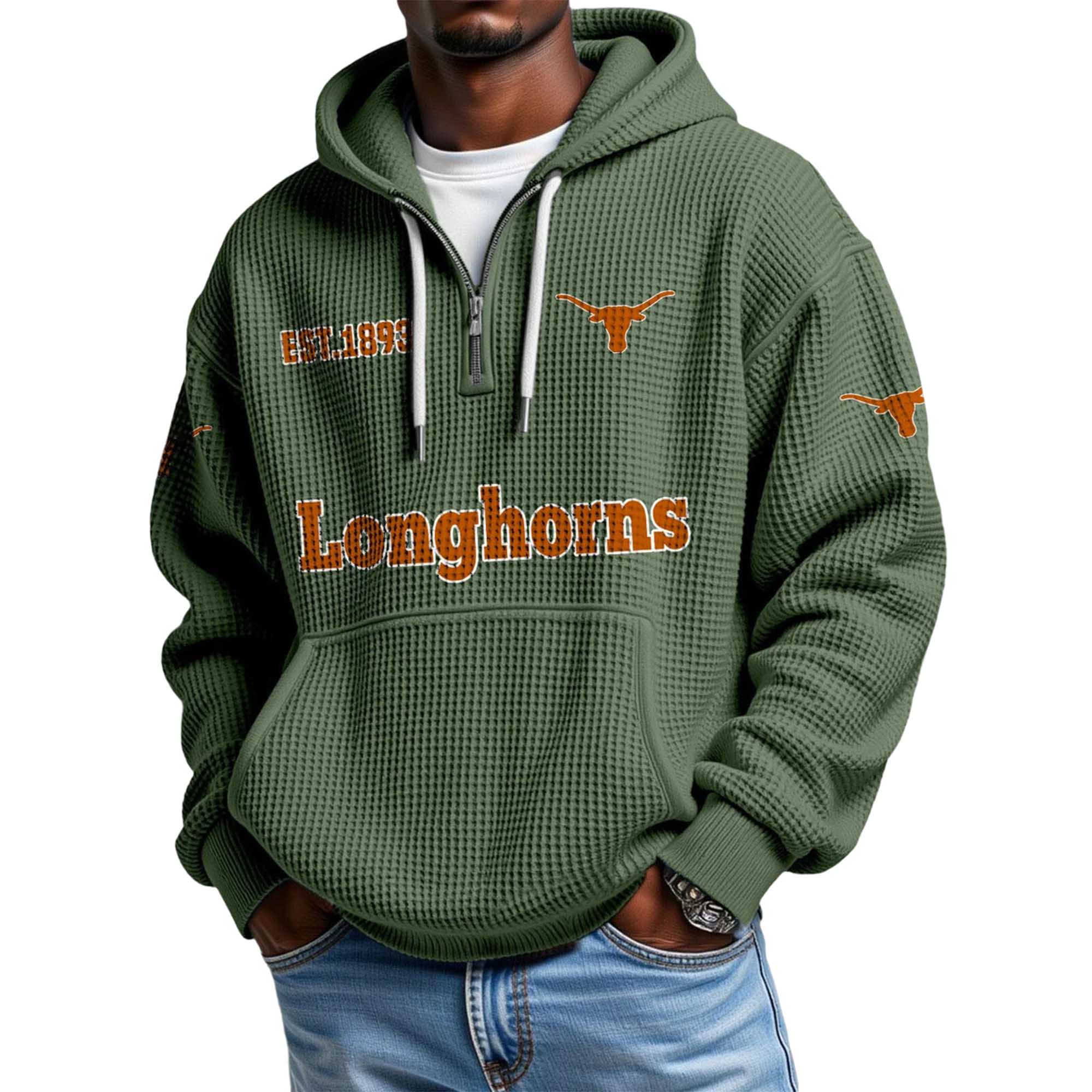 Longhorns EST 1893 Quarter Zip Waffle Hoodie 2 Longhorns EST 1893 Quarter Zip Waffle Hoodie 2