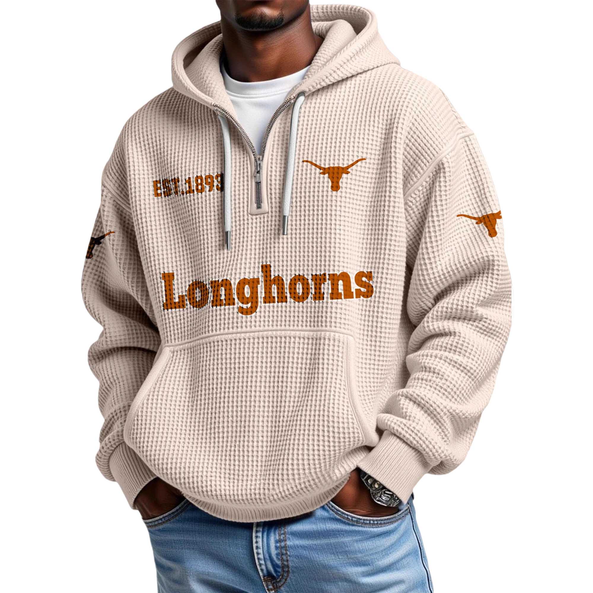 Longhorns EST 1893 Quarter Zip Waffle Hoodie 4 Longhorns EST 1893 Quarter Zip Waffle Hoodie 4