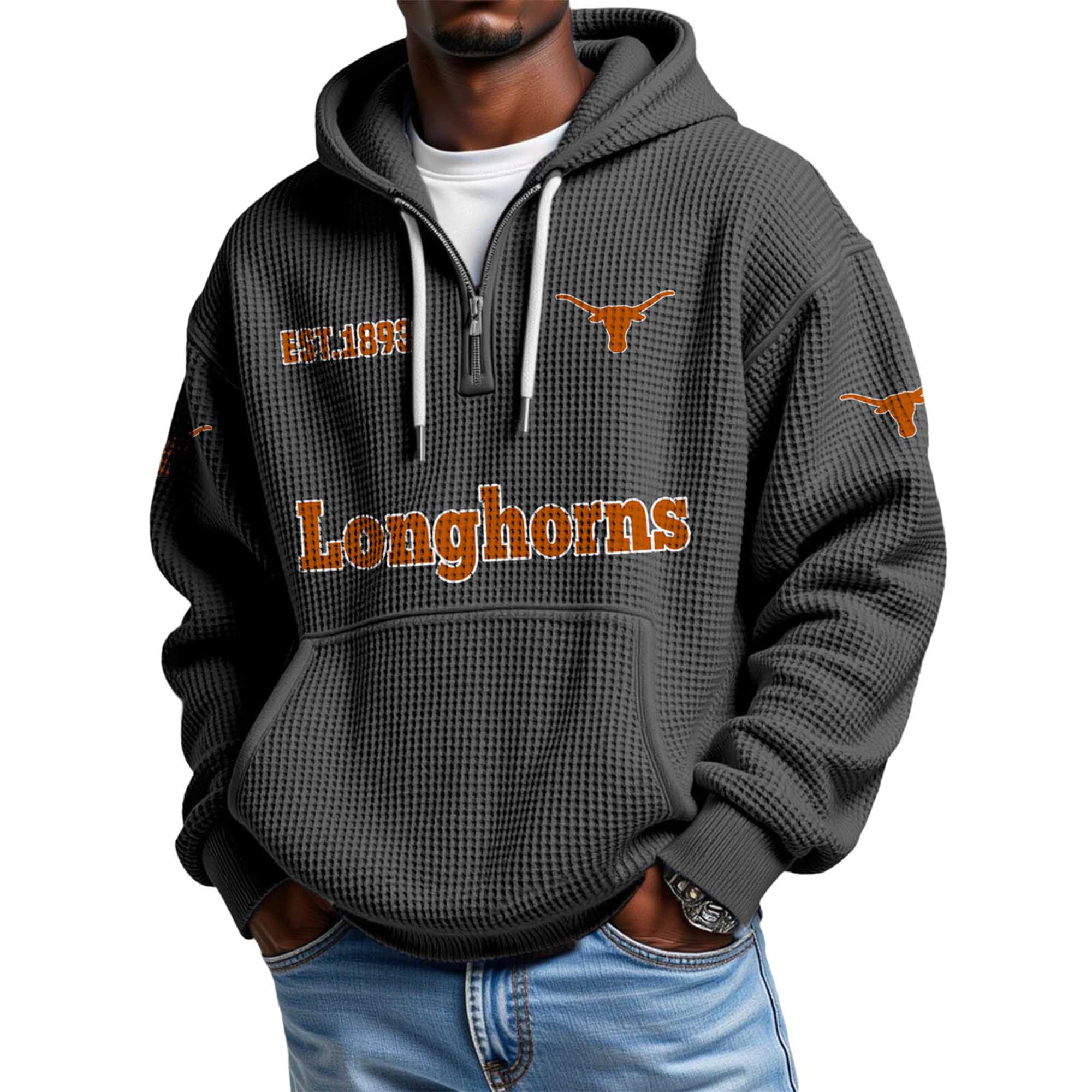 Longhorns EST 1893 Quarter Zip Waffle Hoodie 5 Longhorns EST 1893 Quarter Zip Waffle Hoodie 5
