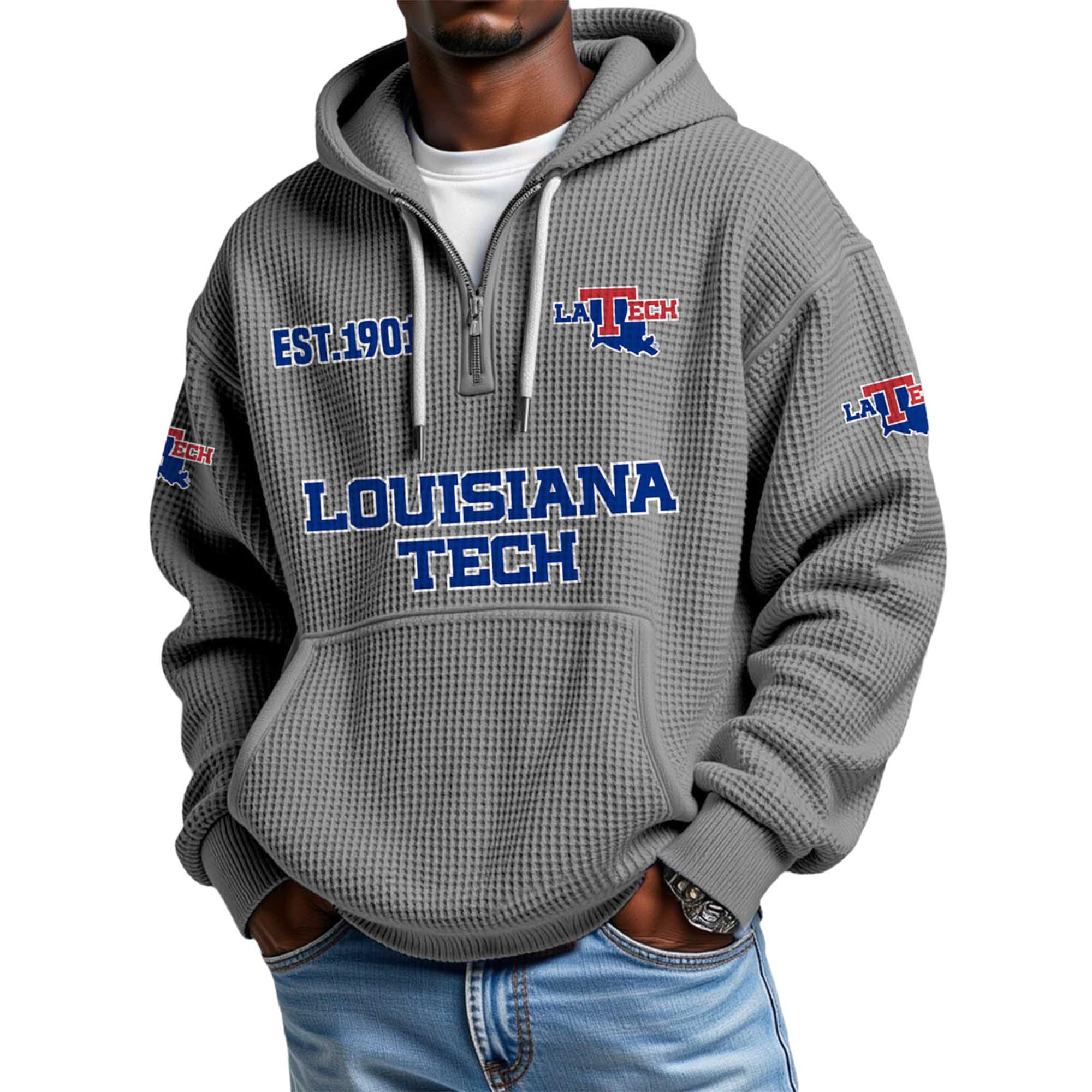 Louisiana Tech EST 1901 Quarter Zip Waffle Hoodie 4 Louisiana Tech EST 1901 Quarter Zip Waffle Hoodie 4