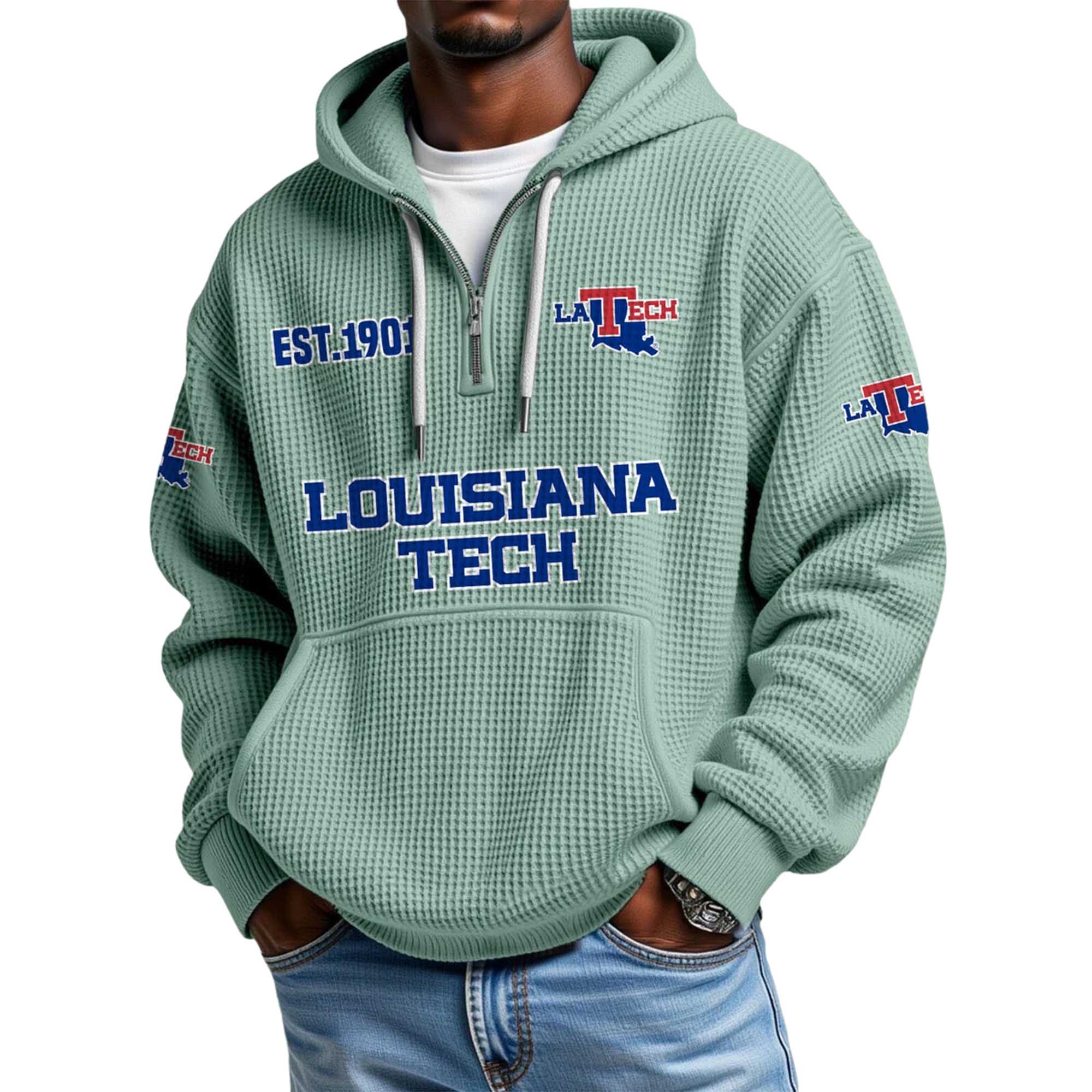 Louisiana Tech EST 1901 Quarter Zip Waffle Hoodie 5 Louisiana Tech EST 1901 Quarter Zip Waffle Hoodie 5