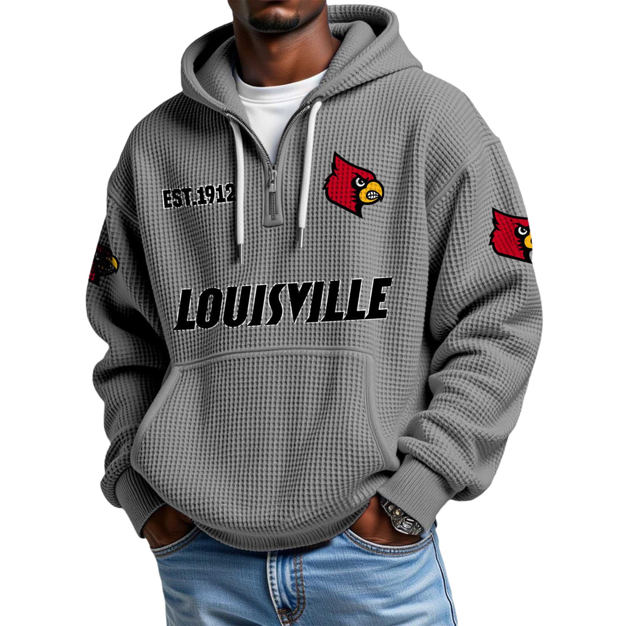 Louisville EST 1912 Quarter Zip Waffle Hoodie 3 Louisville EST 1912 Quarter Zip Waffle Hoodie 3