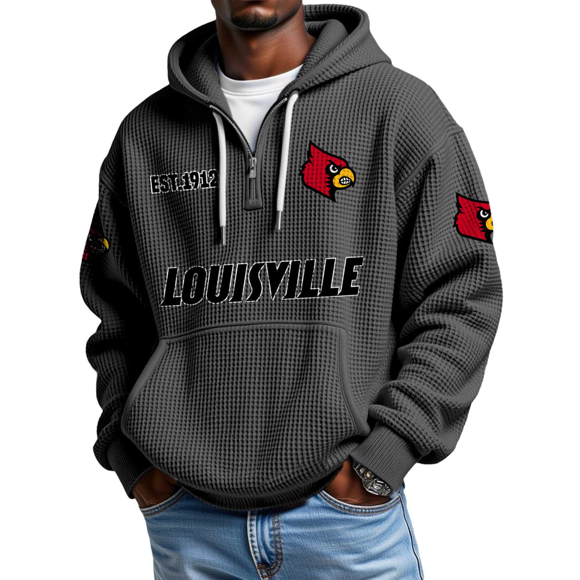 Louisville EST 1912 Quarter Zip Waffle Hoodie 5 Louisville EST 1912 Quarter Zip Waffle Hoodie 5