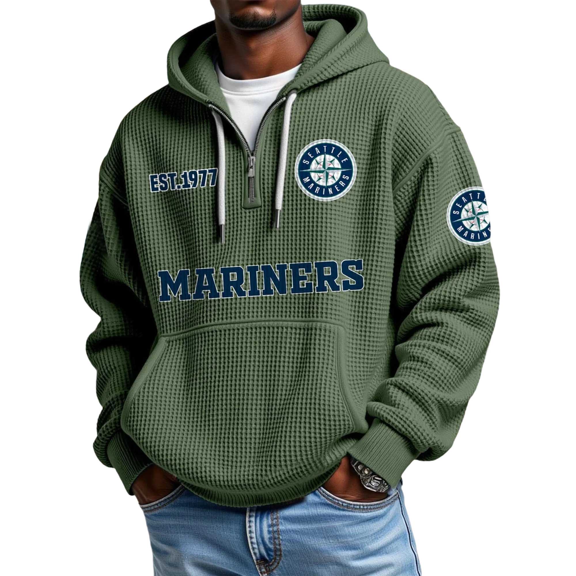 Mariners EST 1977 Waffle Quarter Zip Hoodie 4 Mariners EST 1977 Waffle Quarter Zip Hoodie 4