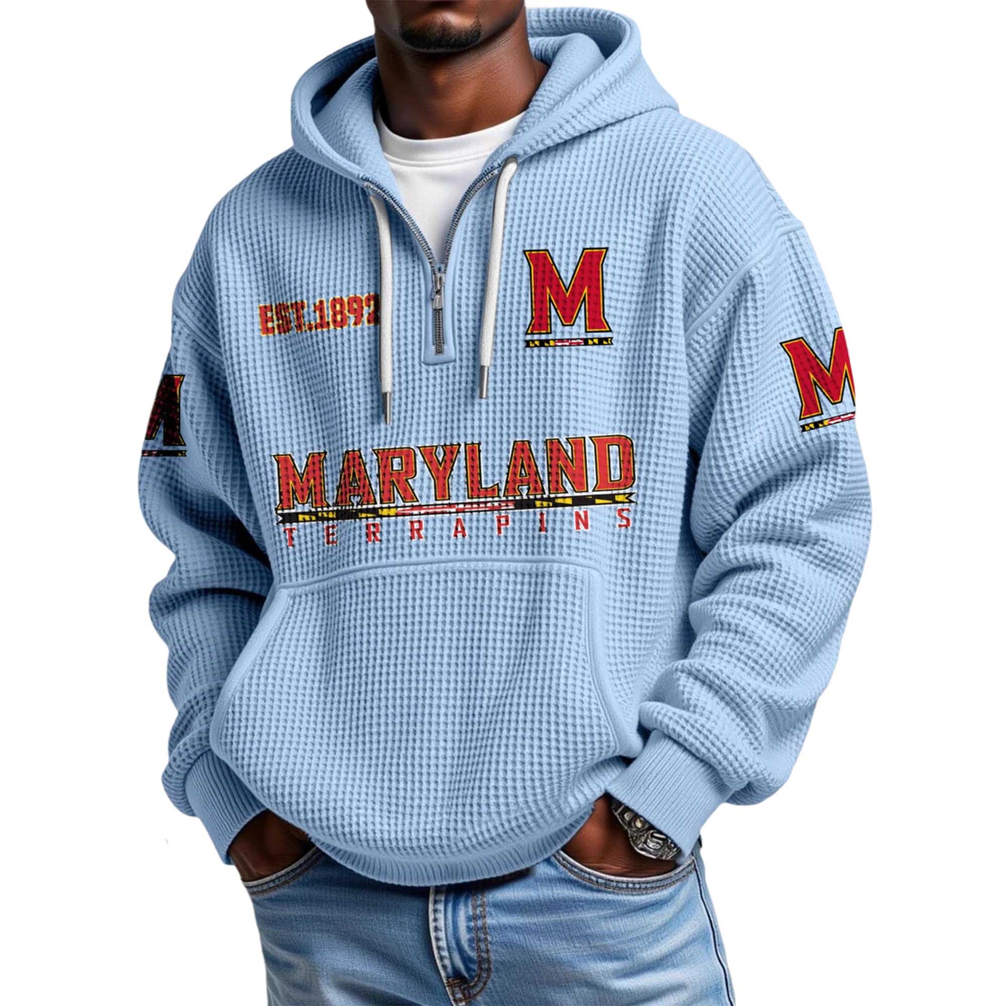 Maryland EST 1892 Quarter Zip Waffle Hoodie 2 Maryland EST 1892 Quarter Zip Waffle Hoodie 2