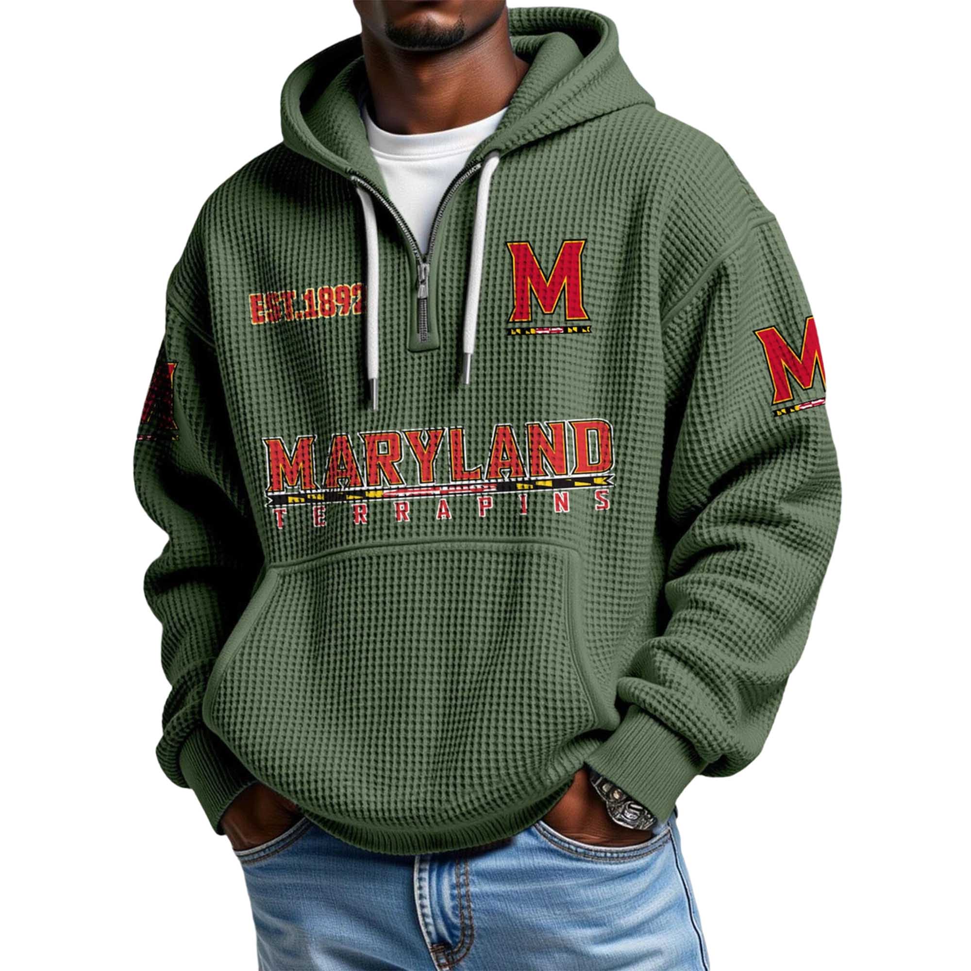 Maryland EST 1892 Quarter Zip Waffle Hoodie 3 Maryland EST 1892 Quarter Zip Waffle Hoodie 3