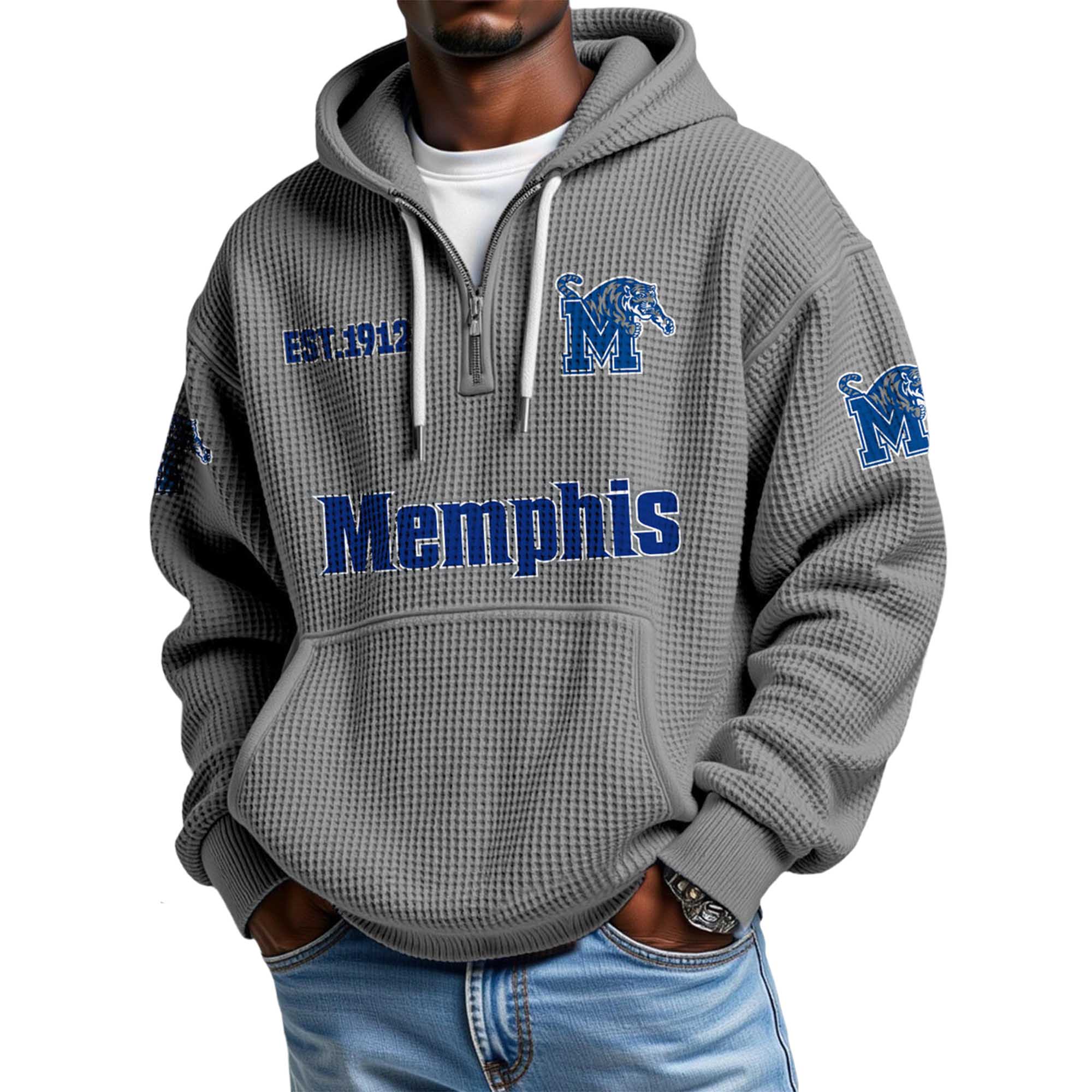 Memphis EST 1912 Quarter Zip Waffle Hoodie 3 Memphis EST 1912 Quarter Zip Waffle Hoodie 3