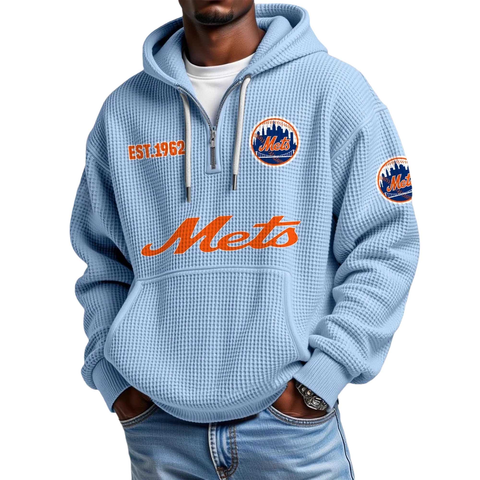 Mets EST 1962 Waffle Quarter Zip Hoodie 4 Mets EST 1962 Waffle Quarter Zip Hoodie 4