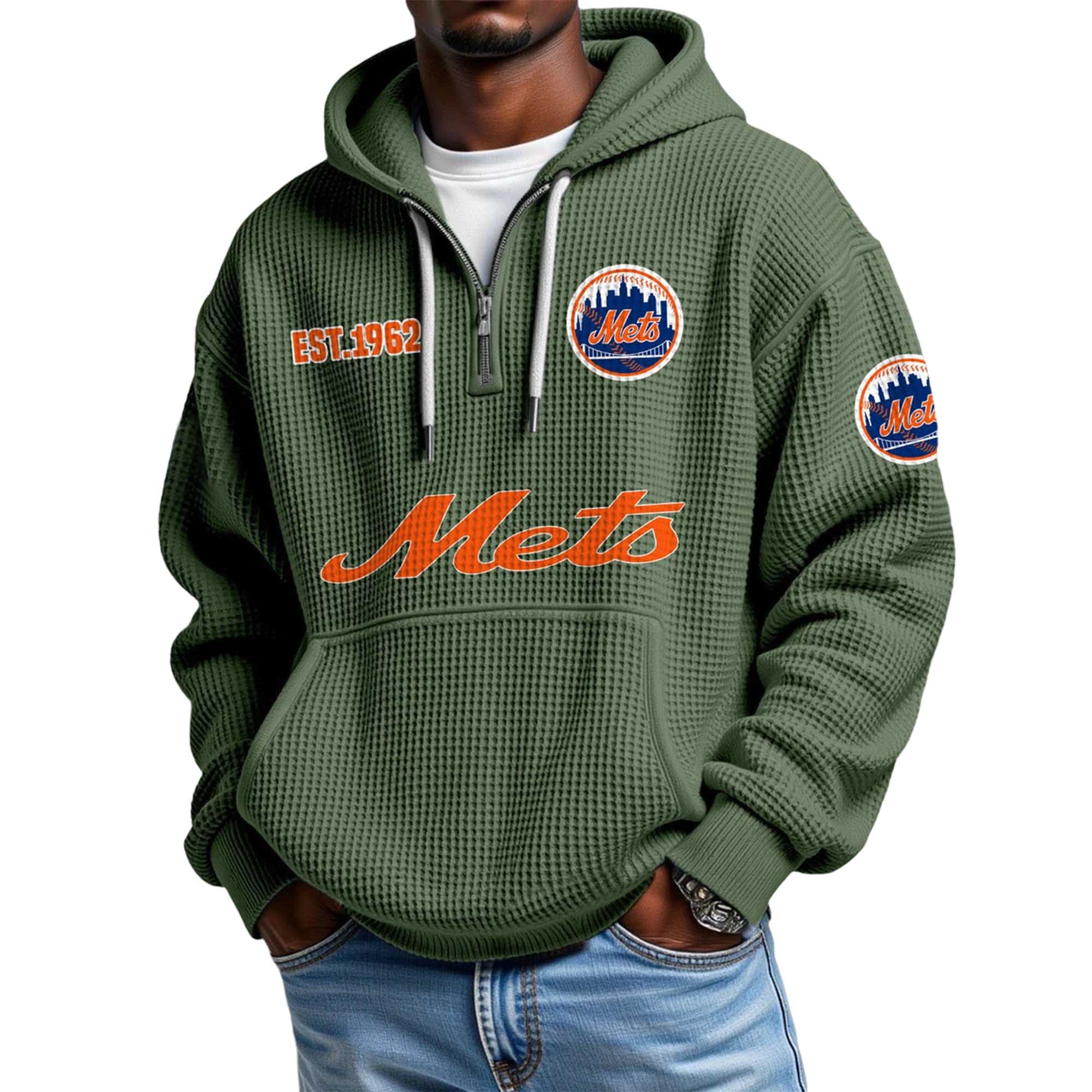 Mets EST 1962 Waffle Quarter Zip Hoodie 5 Mets EST 1962 Waffle Quarter Zip Hoodie 5