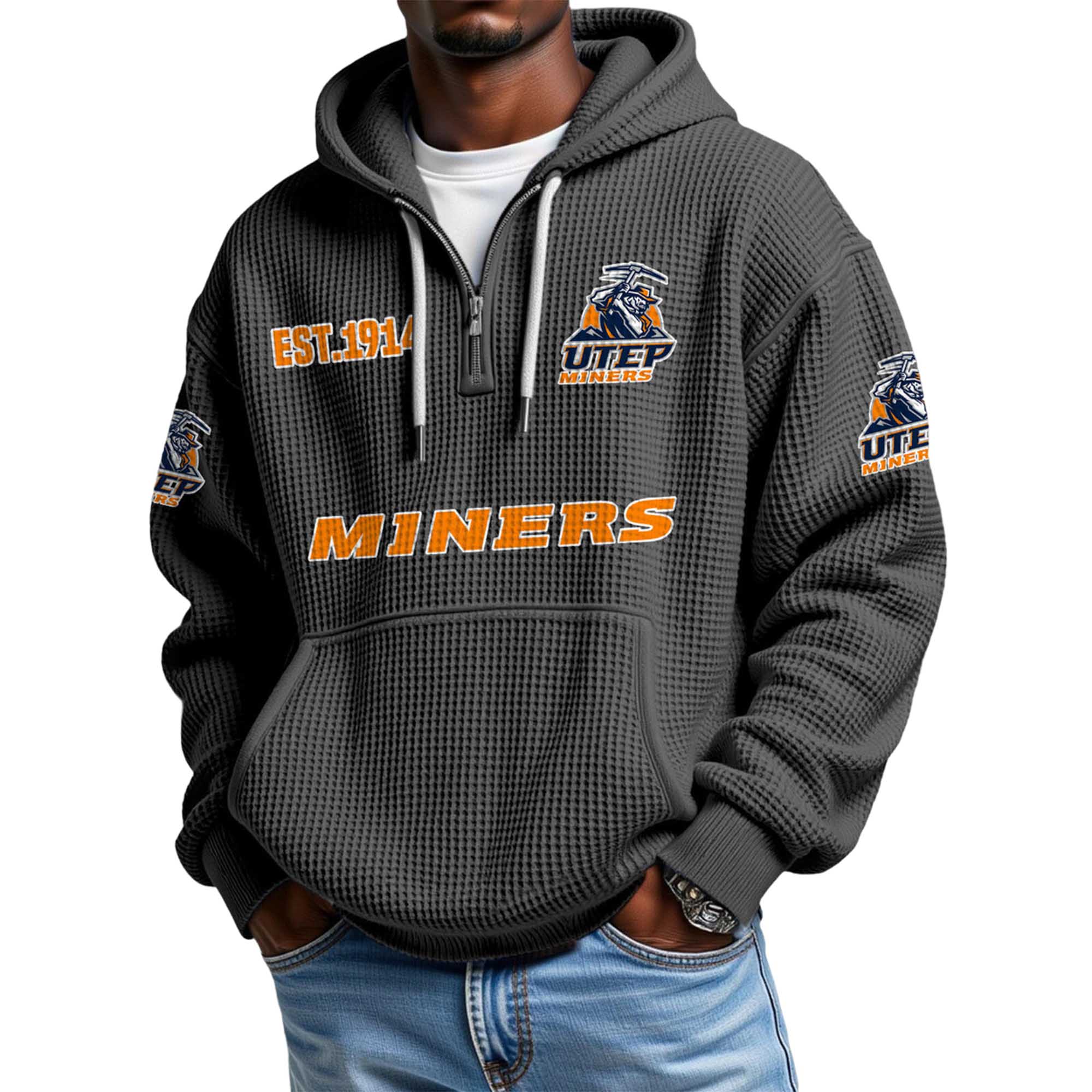 Miners EST 1914 Quarter Zip Waffle Hoodie Miners EST 1914 Quarter Zip Waffle Hoodie