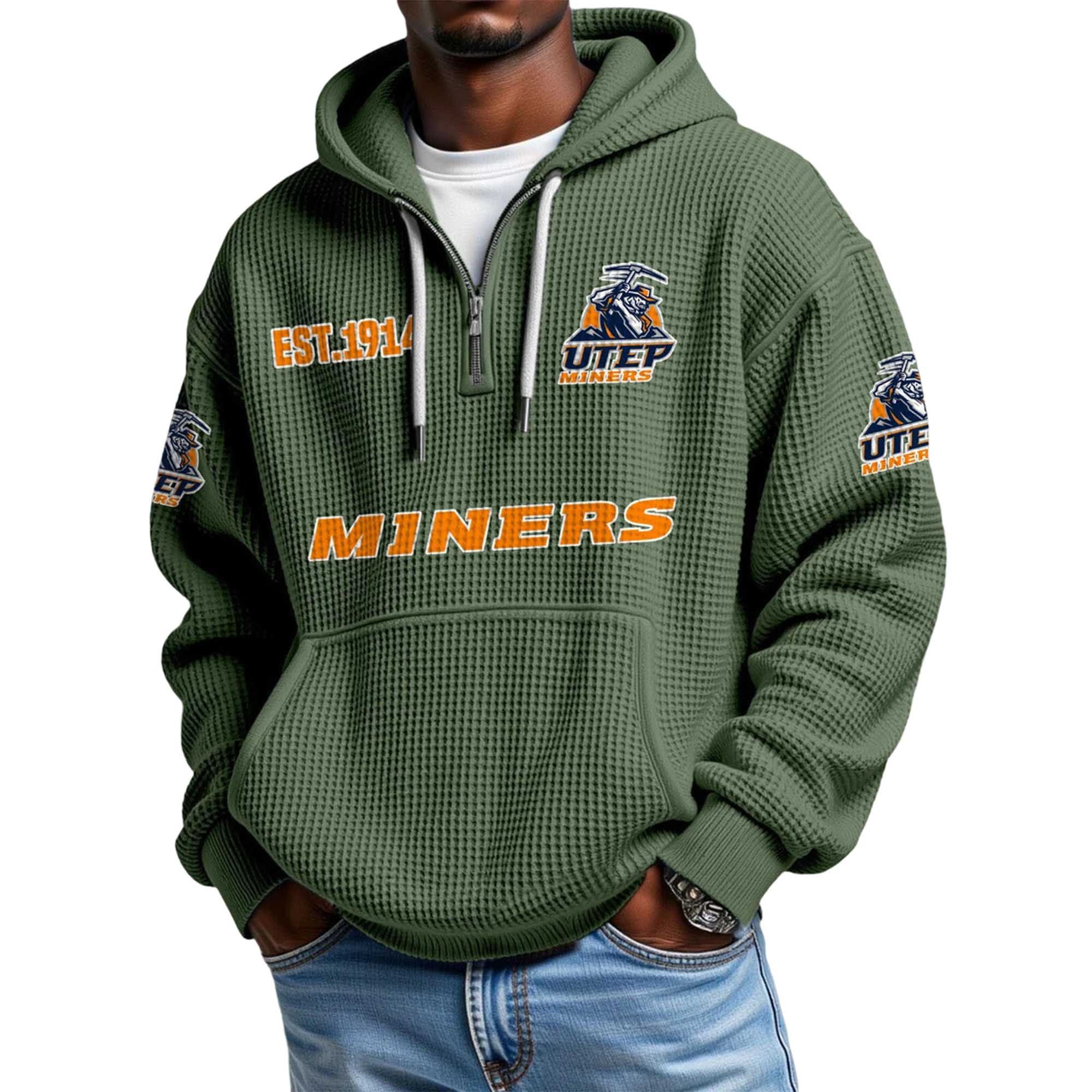Miners EST 1914 Quarter Zip Waffle Hoodie 4 Miners EST 1914 Quarter Zip Waffle Hoodie 4