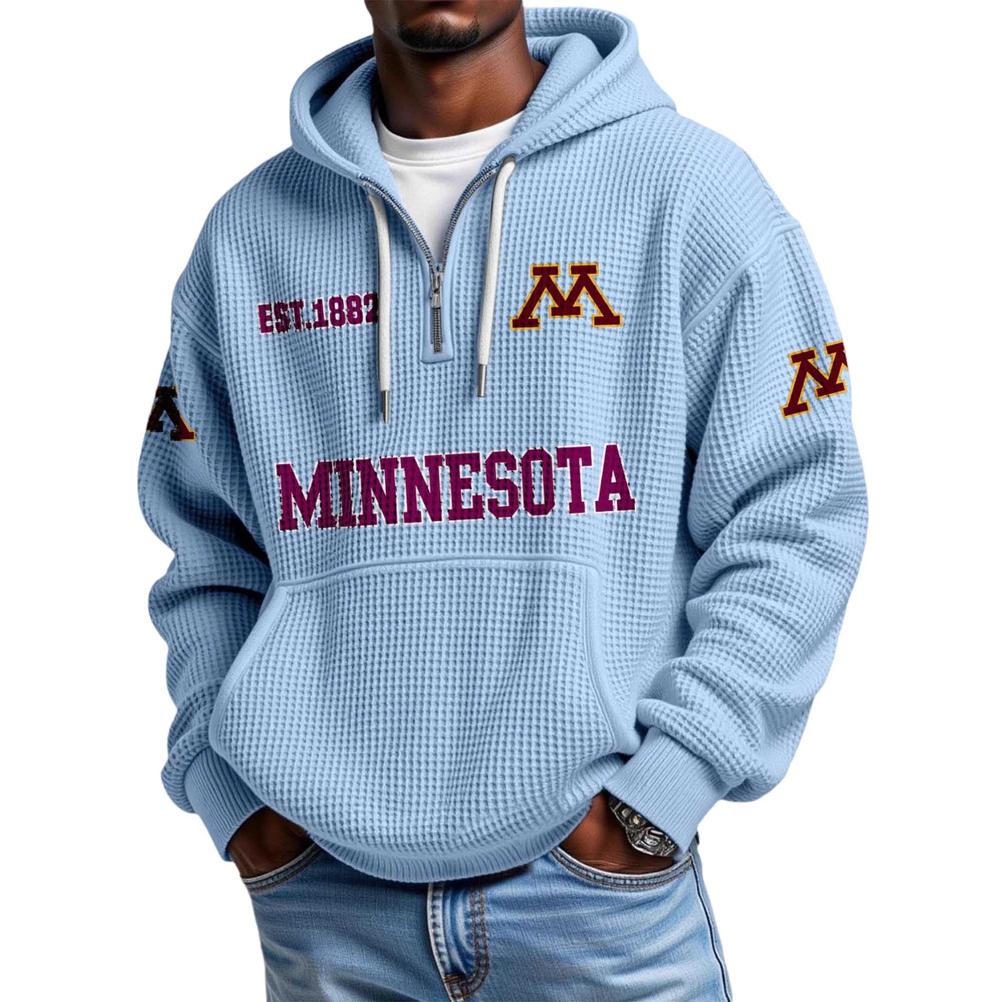 Minnesota EST 1882 Quarter Zip Waffle Hoodie 5 Minnesota EST 1882 Quarter Zip Waffle Hoodie 5