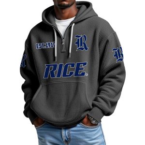 Rice EST 1912 Quarter Zip Waffle Hoodie 1