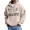 Navy EST 1879 Quarter Zip Waffle Hoodie 5
