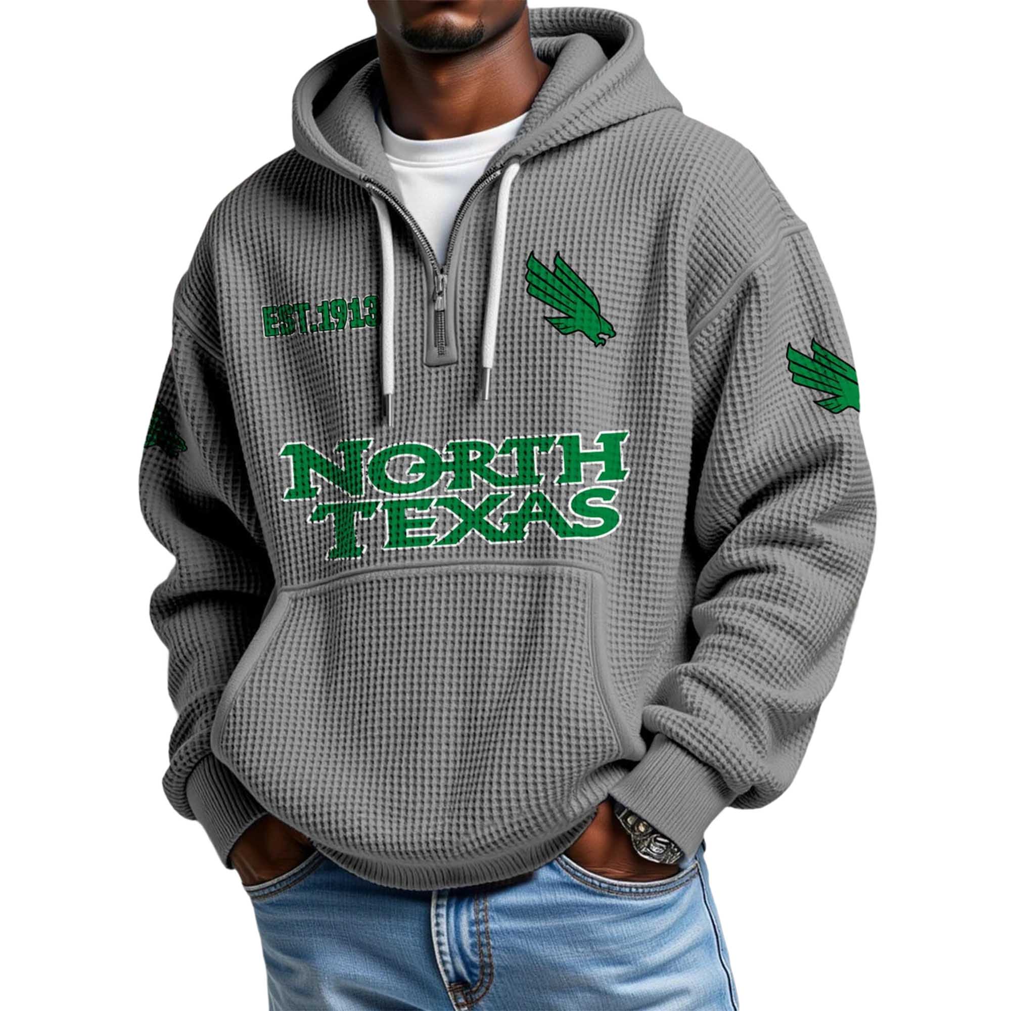 North Texas EST 1913 Quarter Zip Waffle Hoodie 2 North Texas EST 1913 Quarter Zip Waffle Hoodie 2