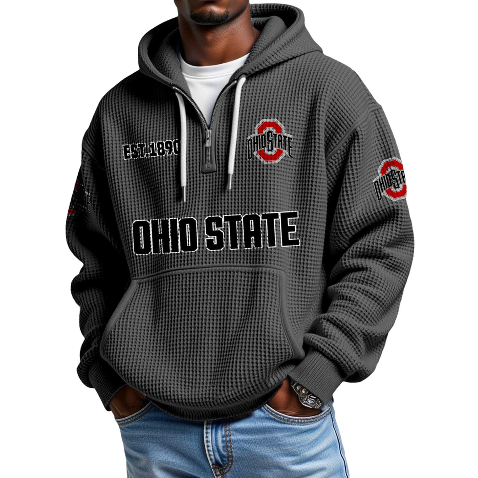 Ohio State EST 1890 Quarter Zip Waffle Hoodie Ohio State EST 1890 Quarter Zip Waffle Hoodie