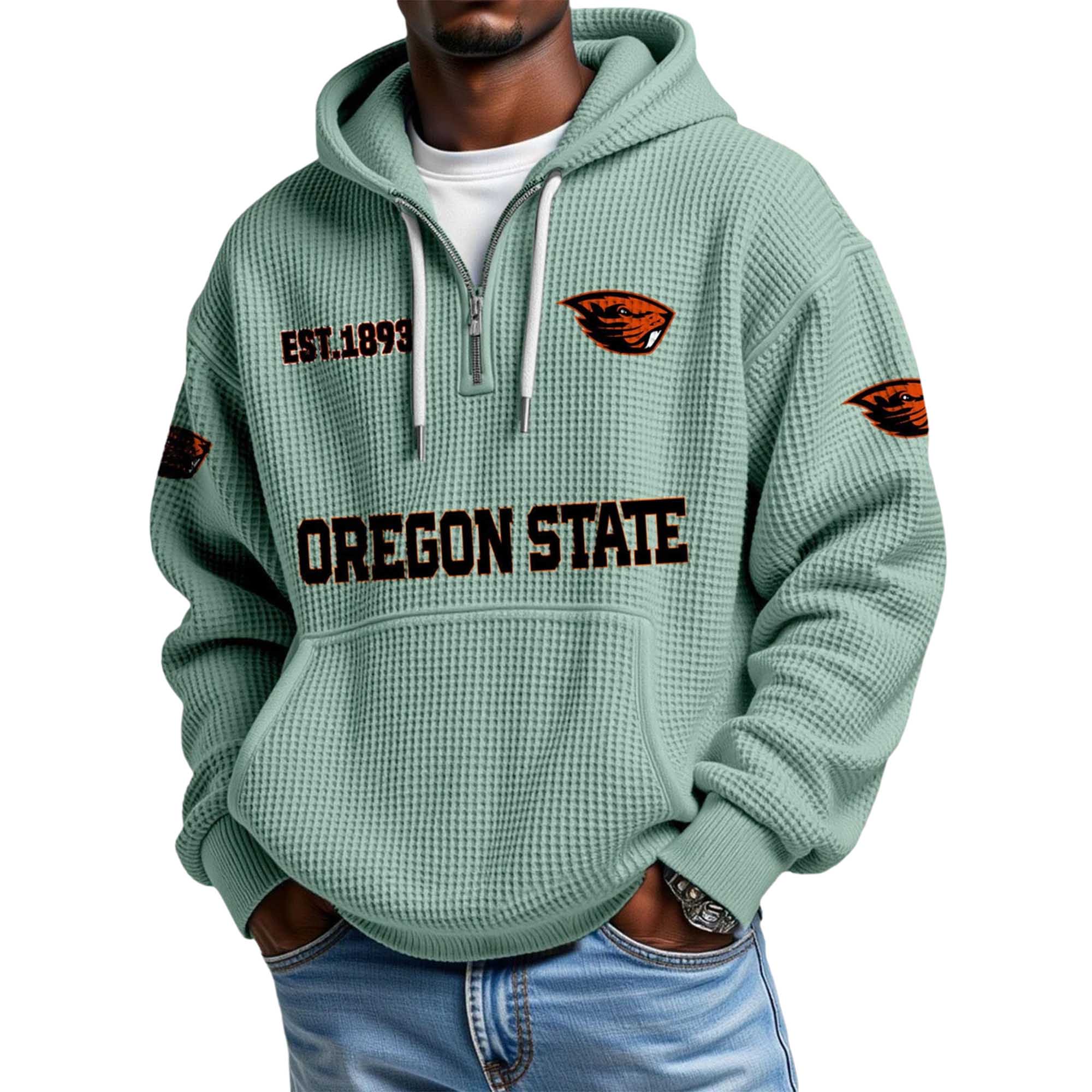 Oregon State EST 1893 Quarter Zip Waffle Hoodie 5 Oregon State EST 1893 Quarter Zip Waffle Hoodie 5