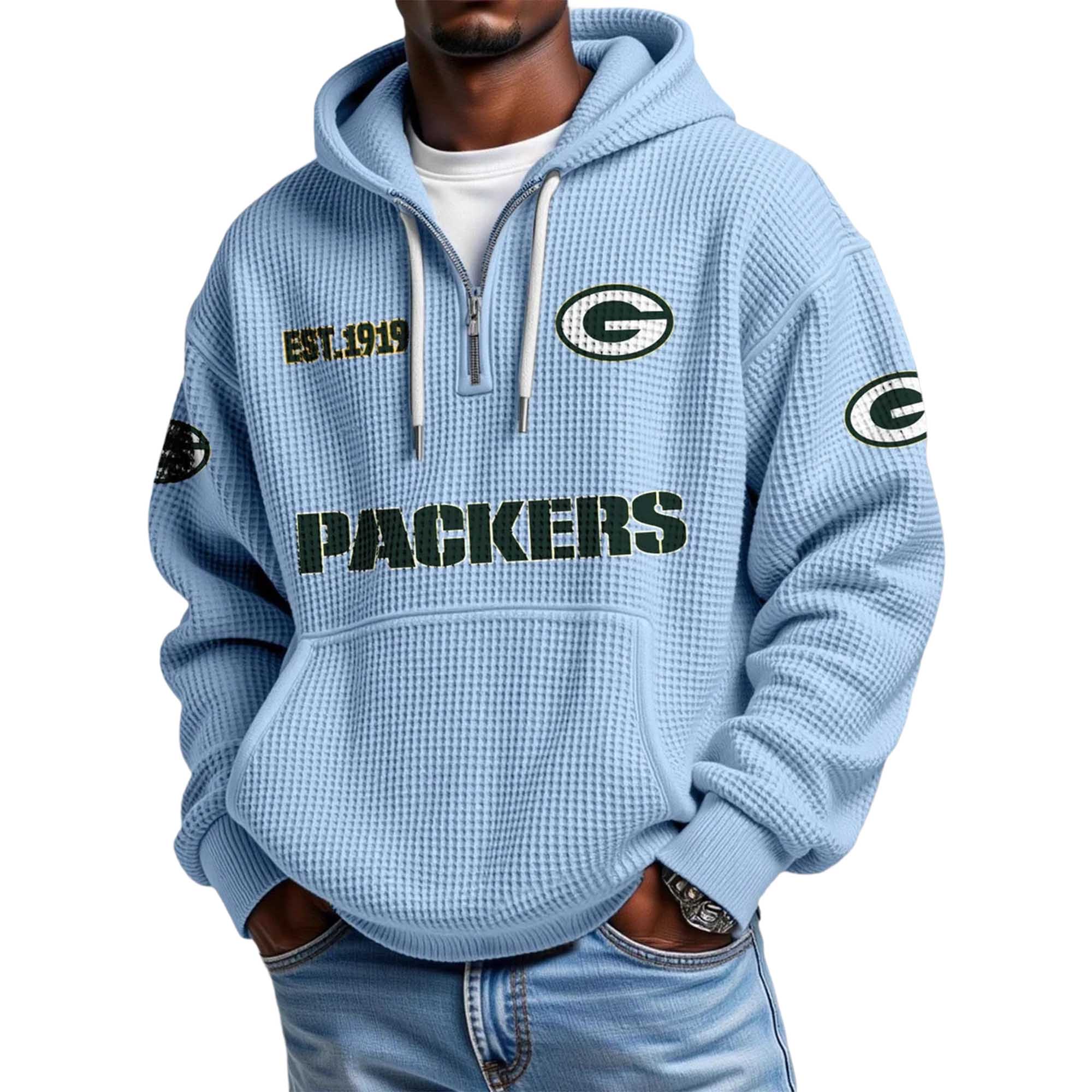 Packers EST 1919 Waffle Quarter Zip Hoodie 2 Packers EST 1919 Waffle Quarter Zip Hoodie 2