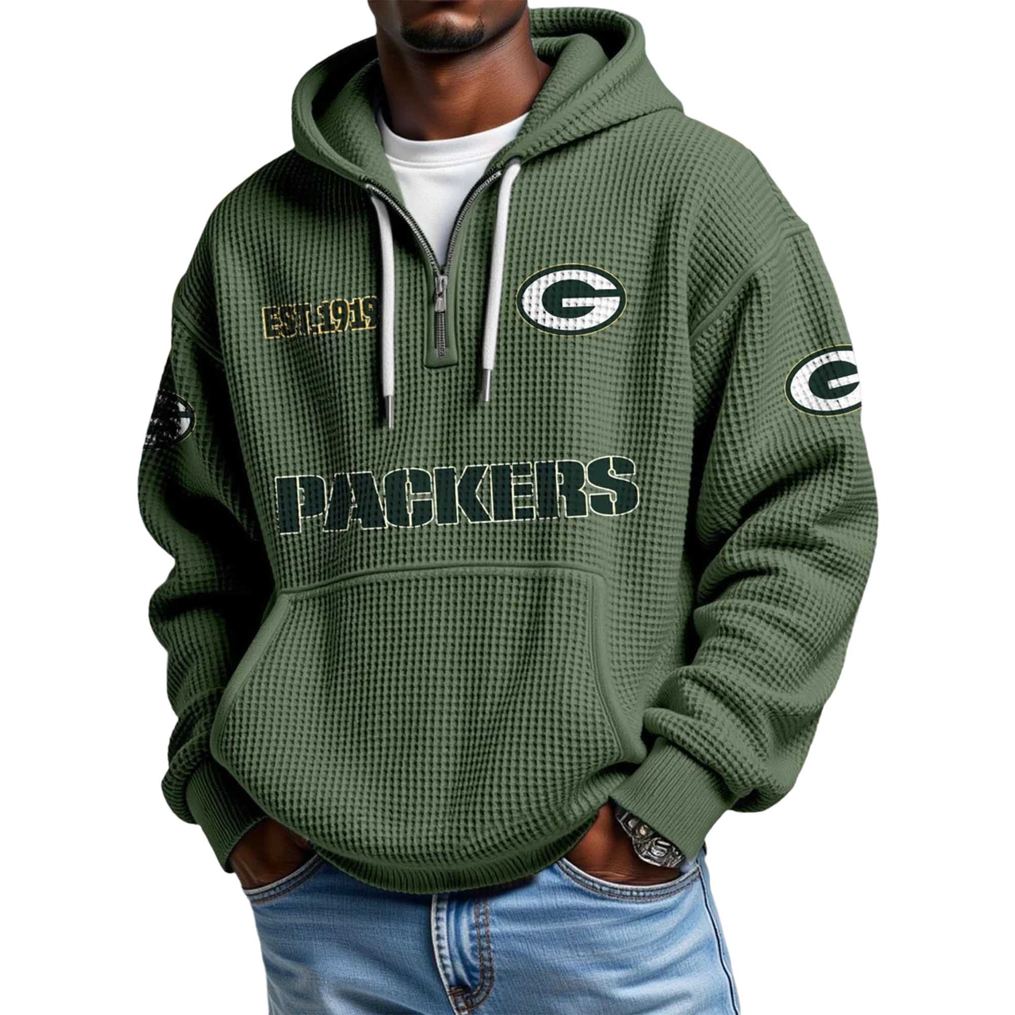 Packers EST 1919 Waffle Quarter Zip Hoodie 5 Packers EST 1919 Waffle Quarter Zip Hoodie 5