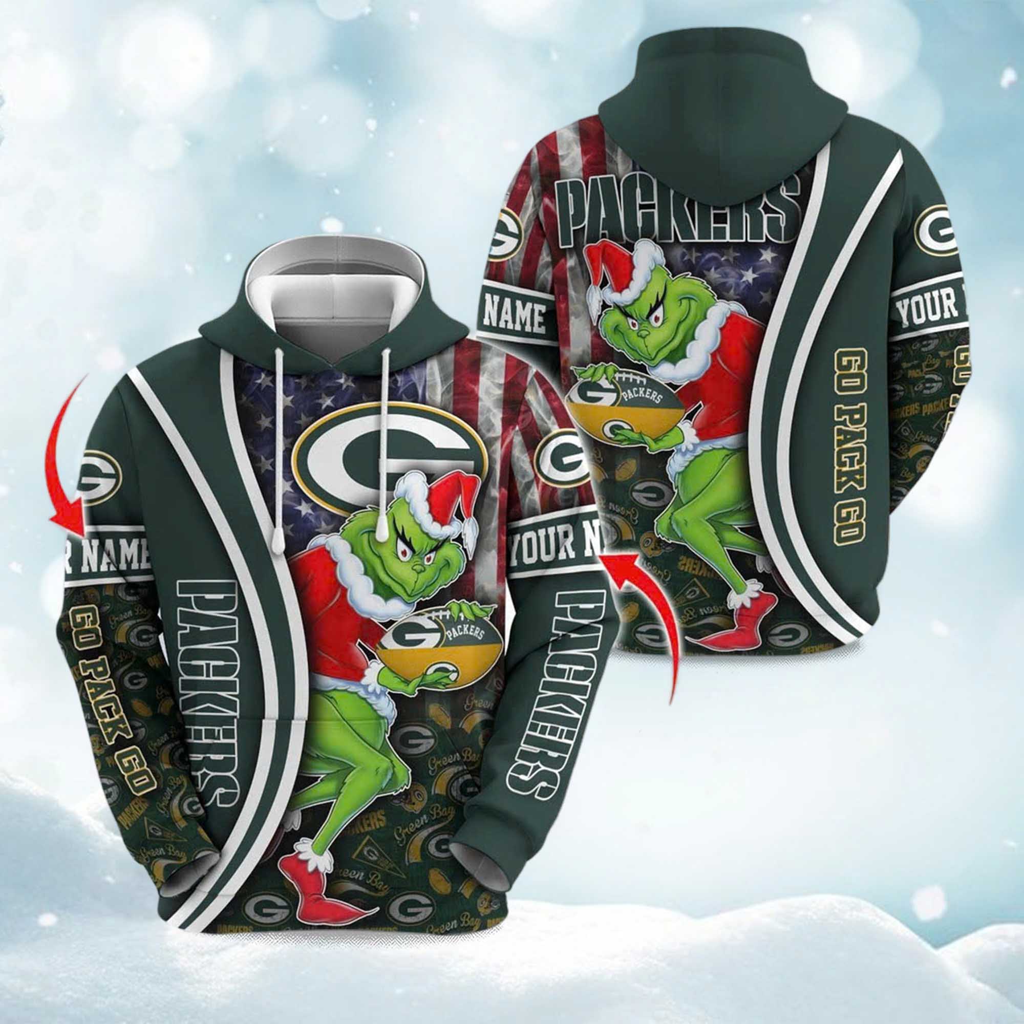 Packers The Grnch Christmas Football Hoodie Packers The Grnch Christmas Football Hoodie