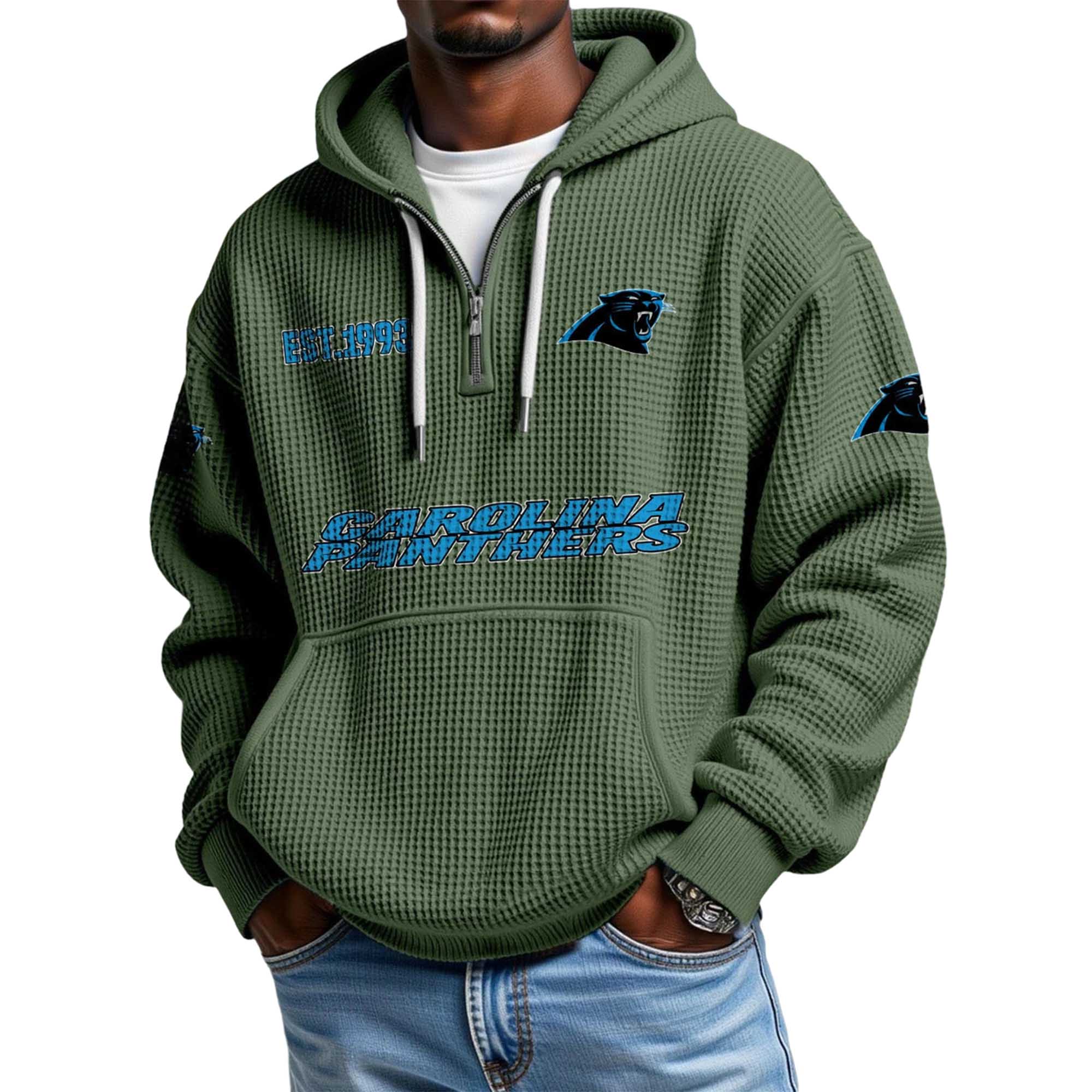 Panthers EST 1993 Quarter Zip Waffle Hoodie 4 Panthers EST 1993 Quarter Zip Waffle Hoodie (4)