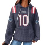Patriots Drake Maye 10 Waffle Hoodie