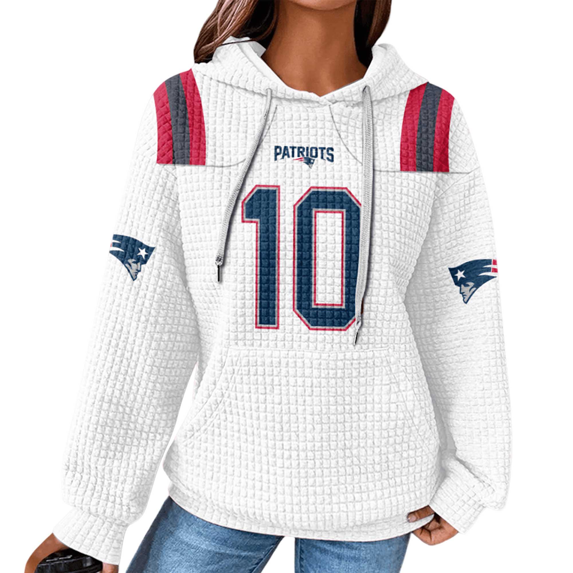 Patriots Drake Maye 10 Waffle Hoodie 2 Patriots Drake Maye 10 Waffle Hoodie (2)