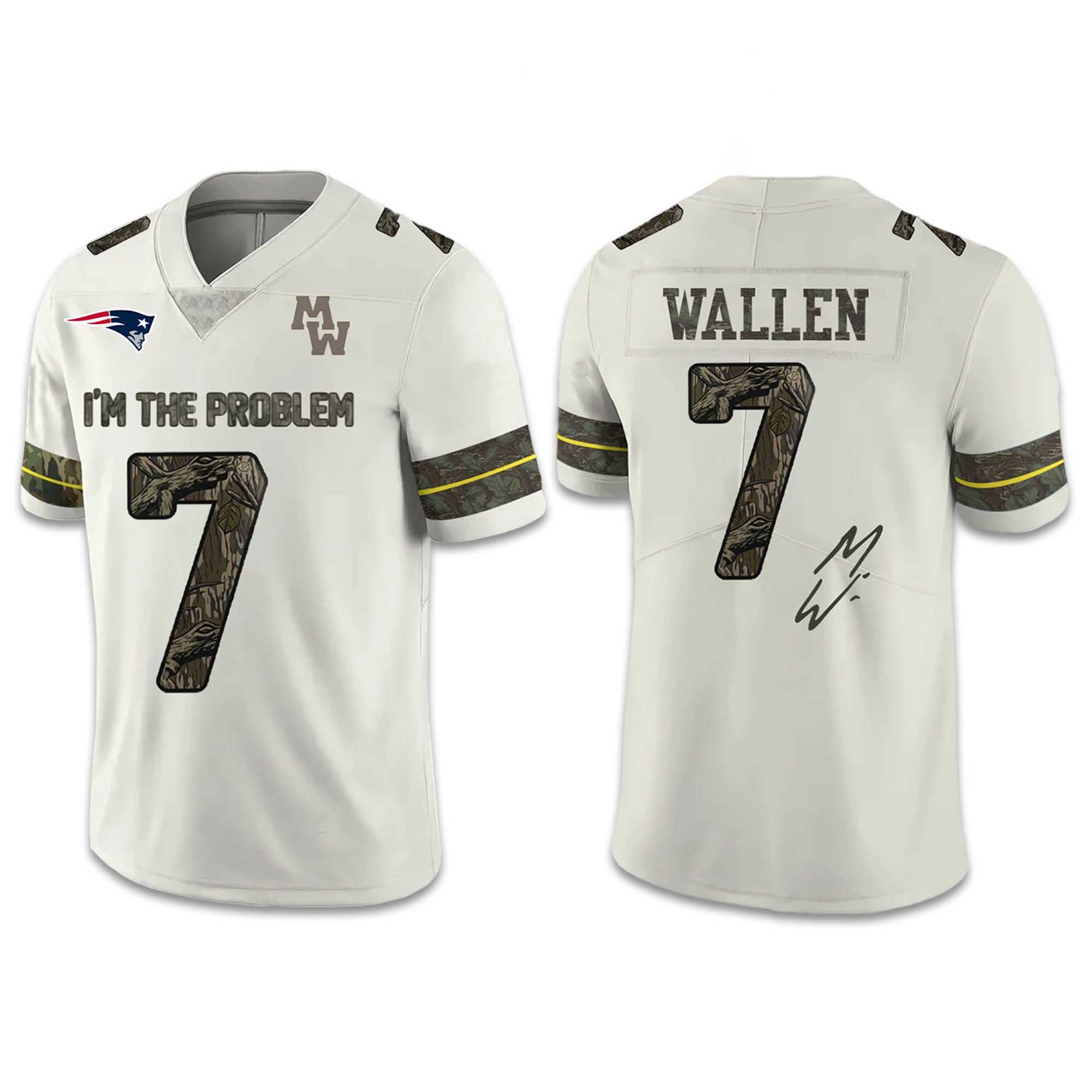 Patriots Morgan Wallen I’m The Problem Tour 2026 Football Jersey 1 Patriots Morgan Wallen I'm The Problem Tour 2026 Football Jersey 1