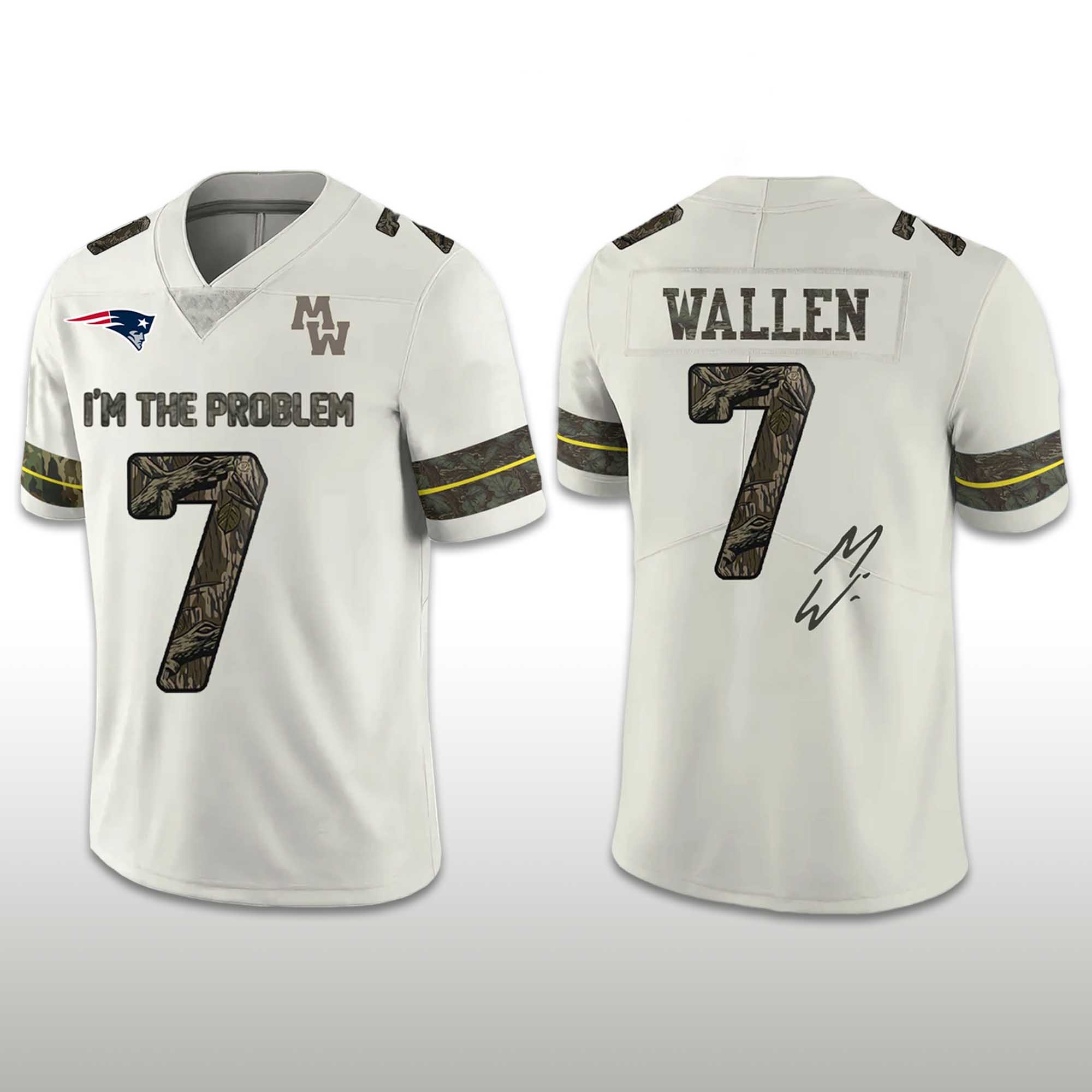 Patriots Morgan Wallen I’m The Problem Tour 2026 Football Jersey 2 Patriots Morgan Wallen I'm The Problem Tour 2026 Football Jersey 2
