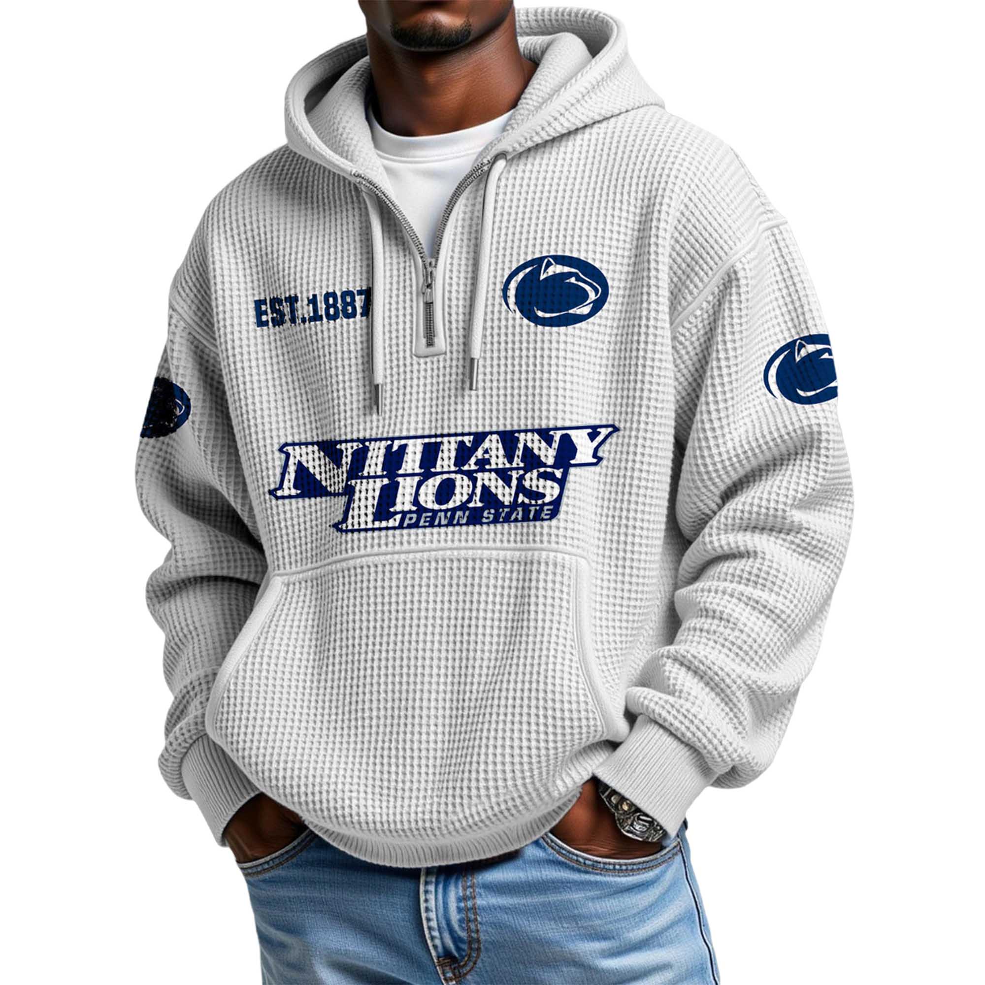 Penn State Nittany Lions EST 1887 Quarter Zip Waffle Hoodie 2 Penn State Nittany Lions EST 1887 Quarter Zip Waffle Hoodie 2
