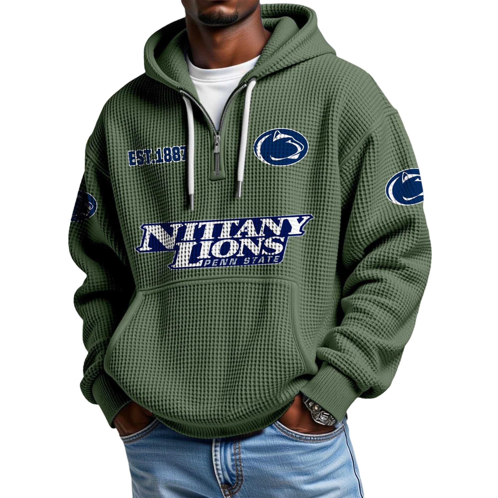 Penn State Nittany Lions EST 1887 Quarter Zip Waffle Hoodie 4 Penn State Nittany Lions EST 1887 Quarter Zip Waffle Hoodie 4