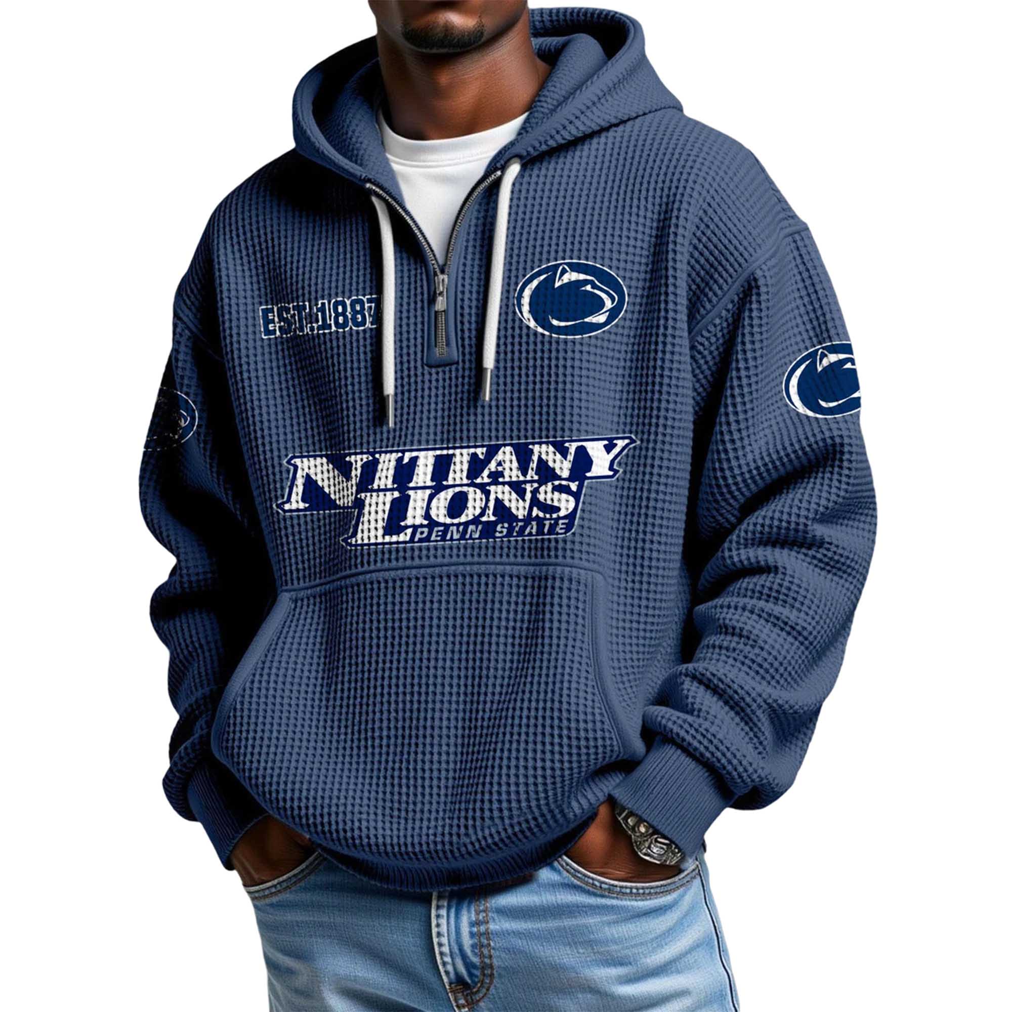 Penn State Nittany Lions EST 1887 Quarter Zip Waffle Hoodie 5 Penn State Nittany Lions EST 1887 Quarter Zip Waffle Hoodie 5