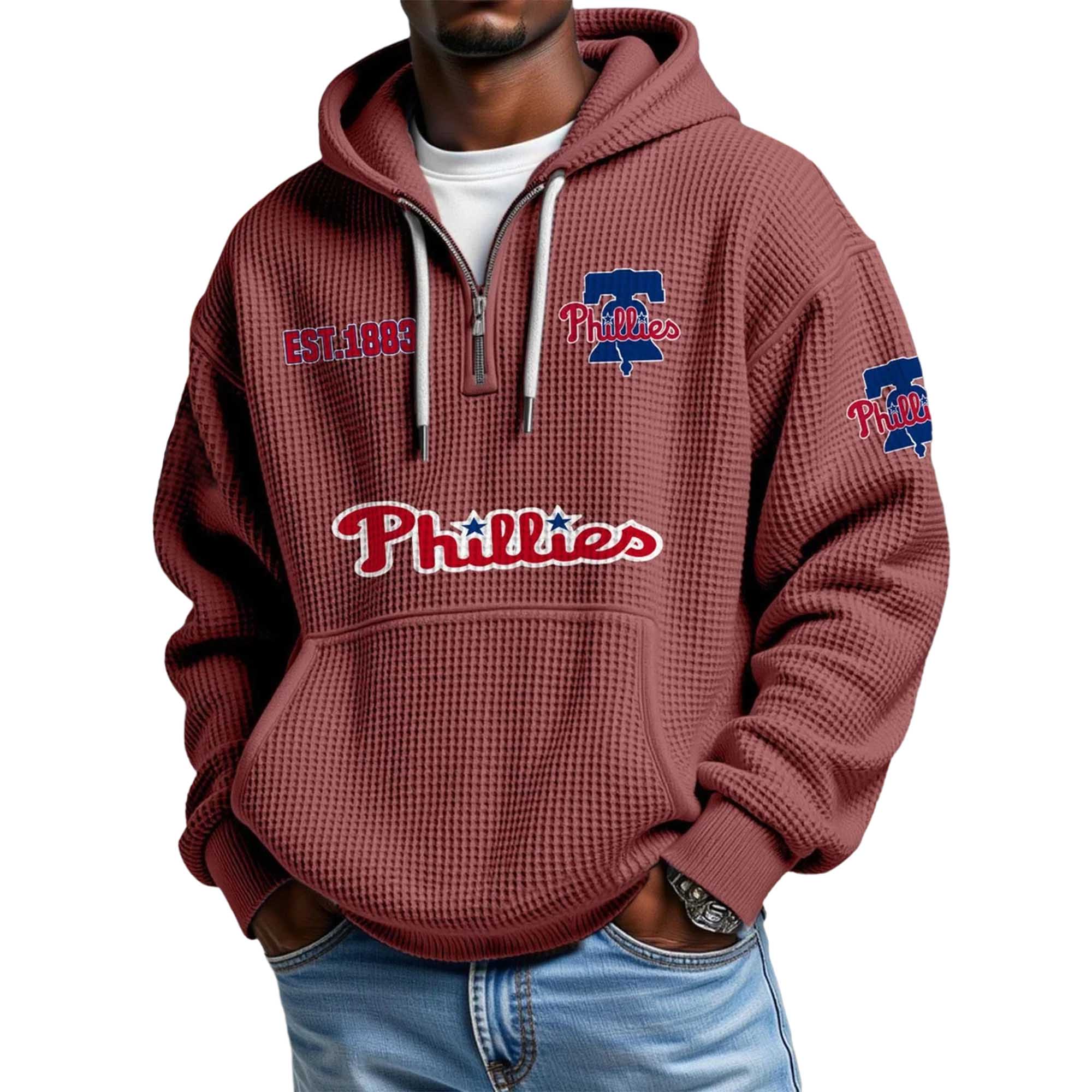 Phillies EST 1883 Quarter Zip Waffle Hoodie 5 Phillies EST 1883 Quarter Zip Waffle Hoodie 5