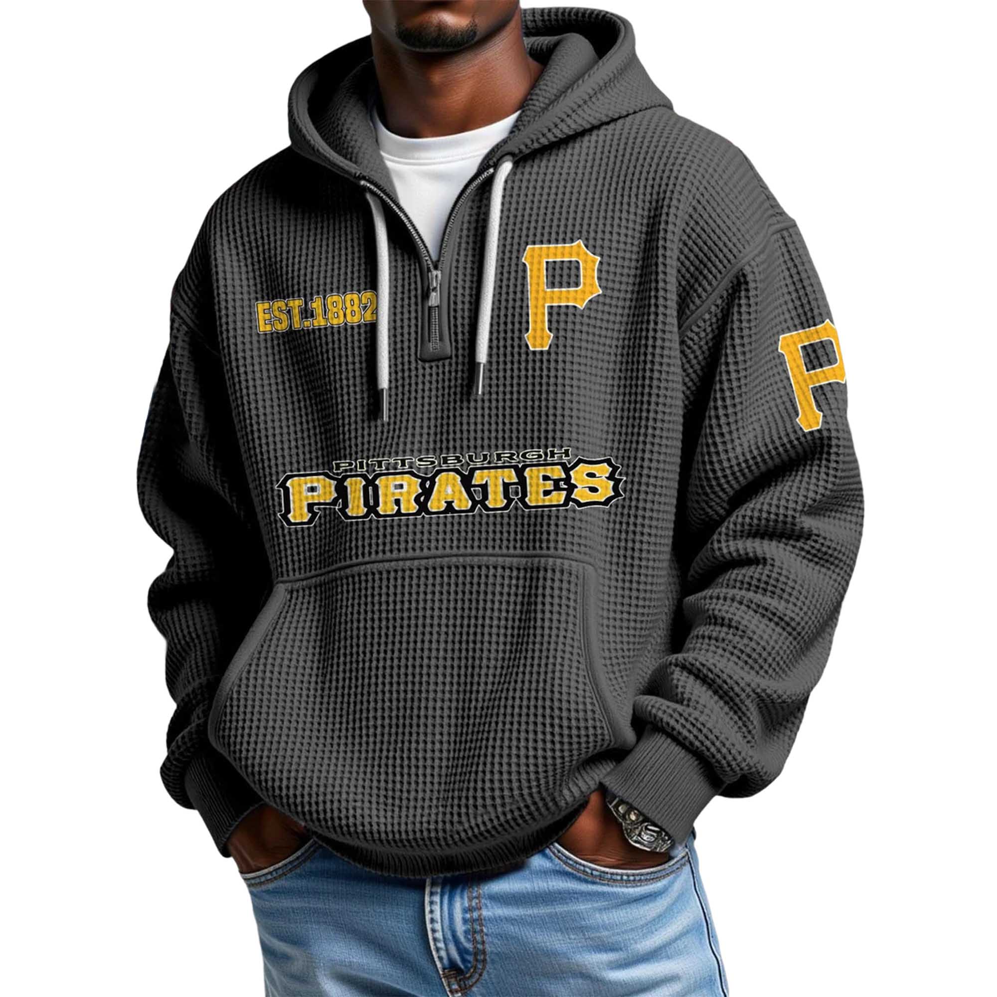 Pirates EST 1882 Quarter Zip Waffle Hoodie Pirates EST 1882 Quarter Zip Waffle Hoodie