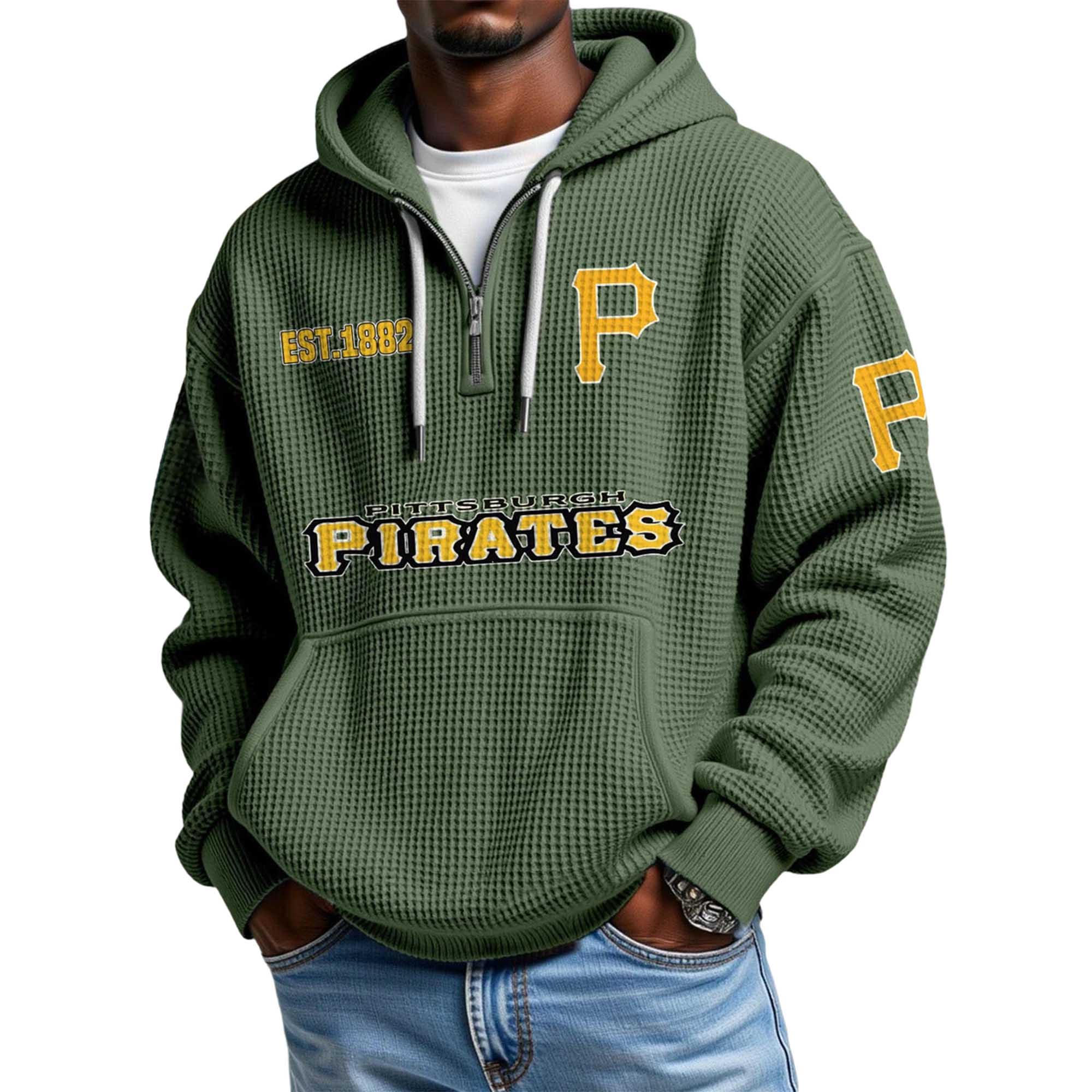 Pirates EST 1882 Quarter Zip Waffle Hoodie 3 Pirates EST 1882 Quarter Zip Waffle Hoodie 3