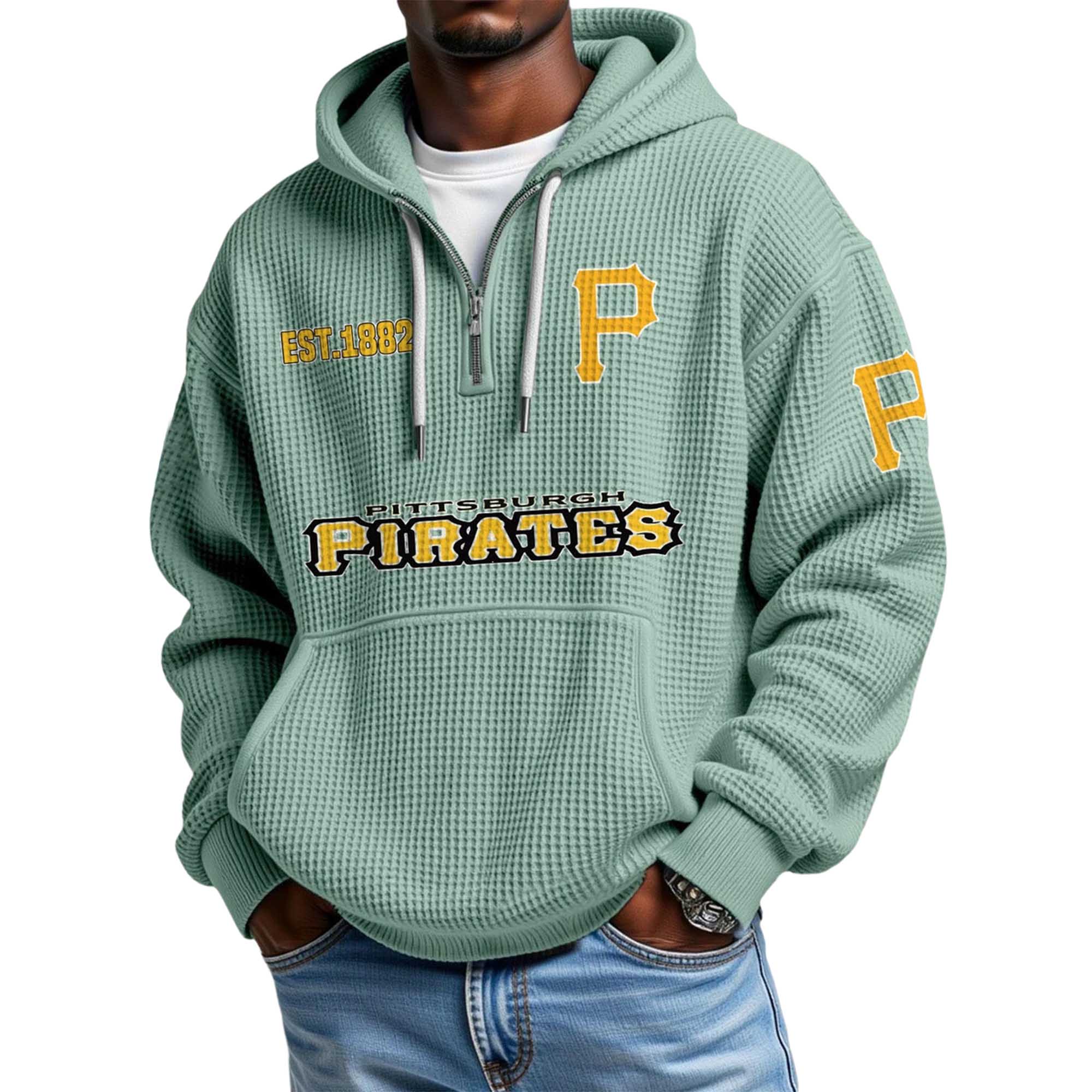 Pirates EST 1882 Quarter Zip Waffle Hoodie 5 Pirates EST 1882 Quarter Zip Waffle Hoodie 5