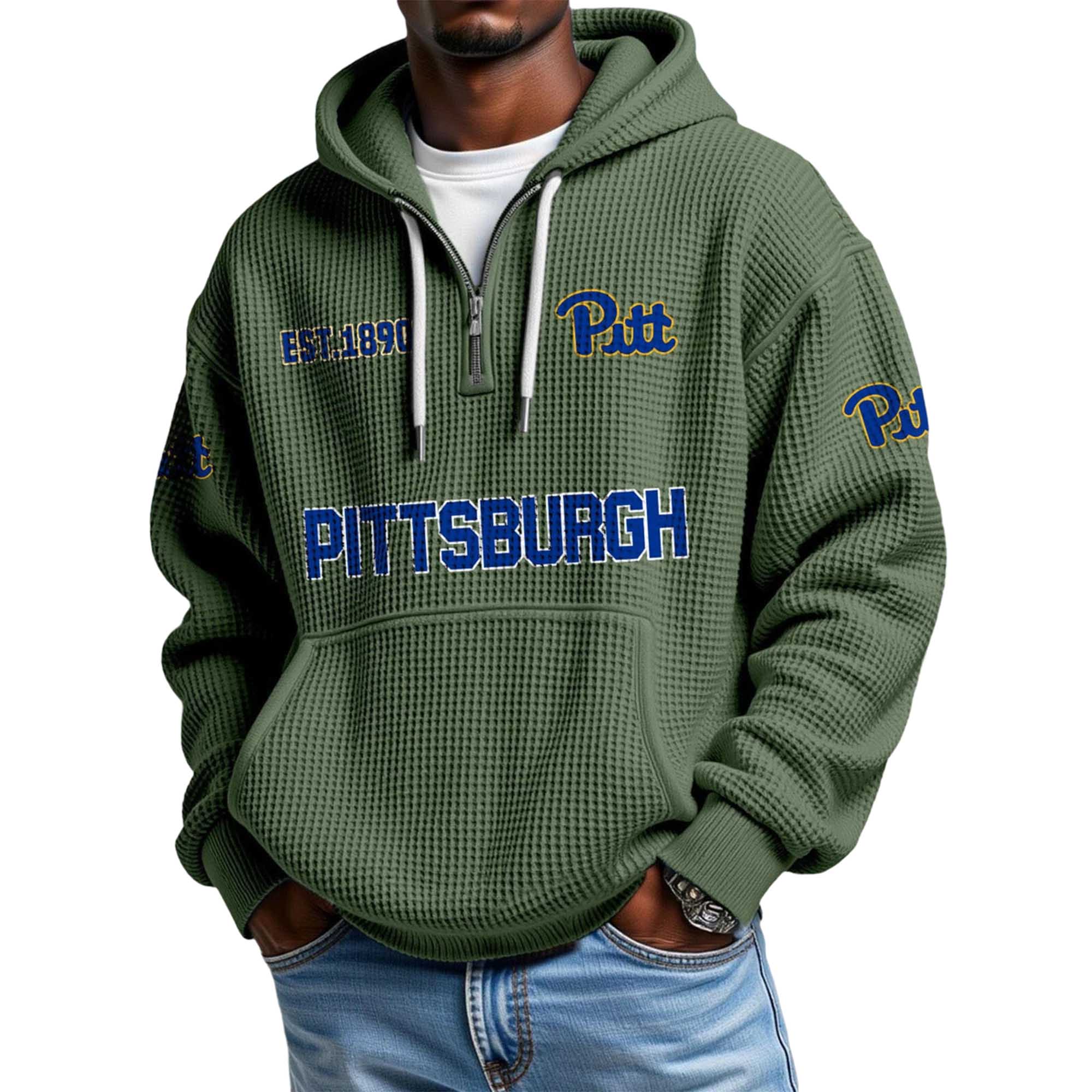 Pittsburgh EST 1890 Quarter Zip Waffle Hoodie 3 Pittsburgh EST 1890 Quarter Zip Waffle Hoodie 3