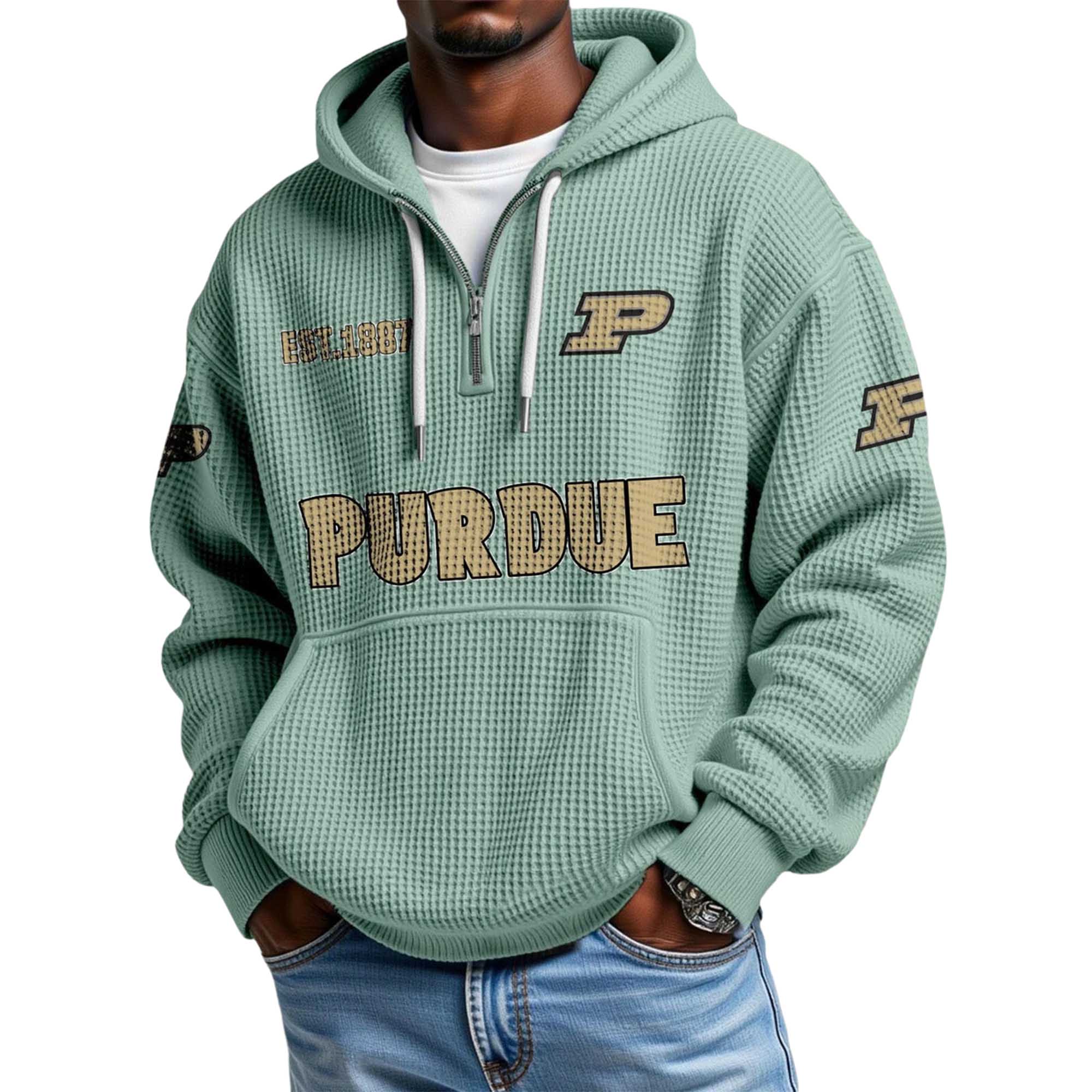 Purdue EST 1887 Quarter Zip Waffle Hoodie 4 Purdue EST 1887 Quarter Zip Waffle Hoodie 4