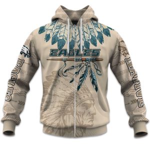 2025 Personalized Eagles Football Native American Heritage Zipper Hoodie