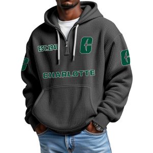 Charlotte EST 1946 Quarter Zip Waffle Hoodie 1