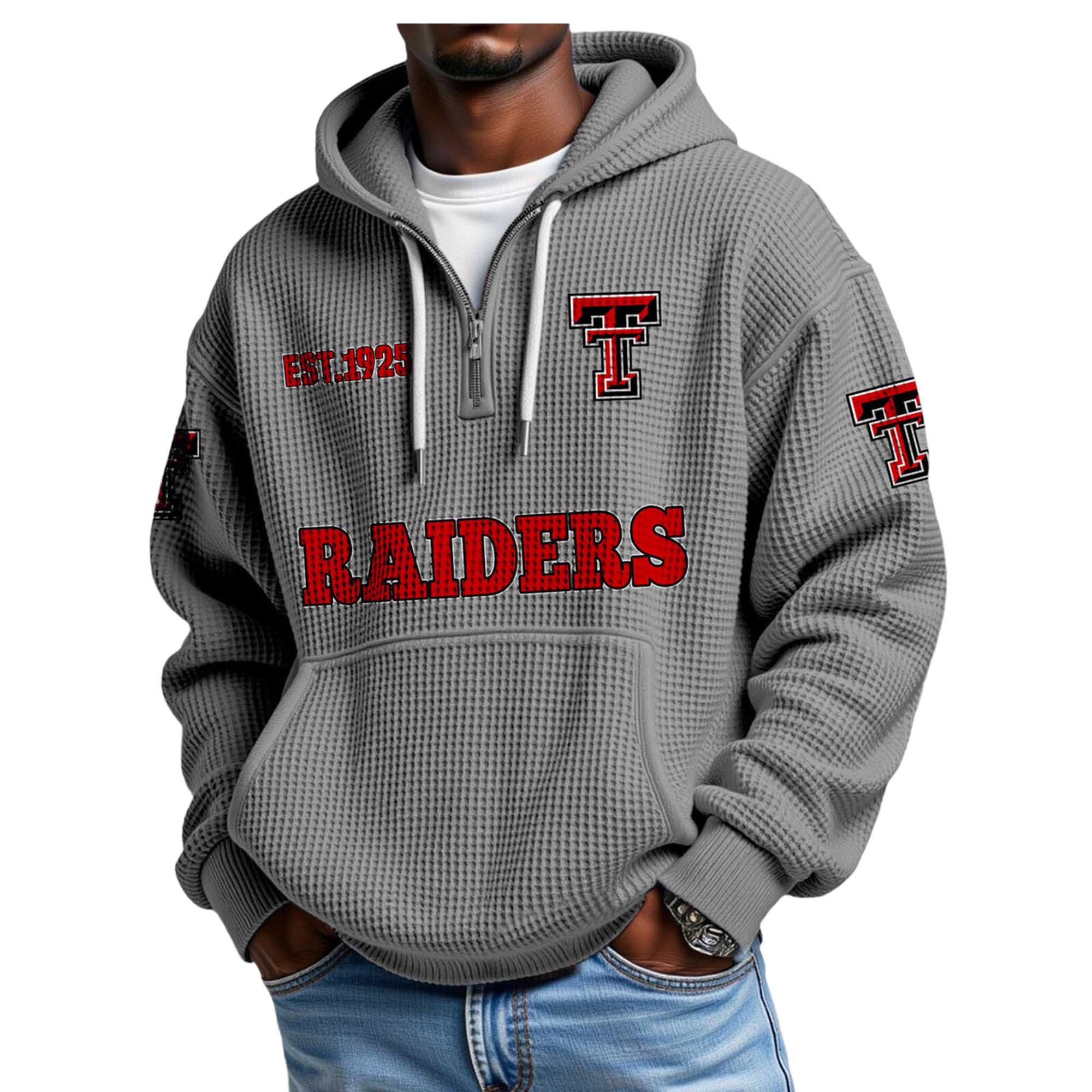Raiders EST 1925 Quarter Zip Waffle Hoodie 4 Raiders EST 1925 Quarter Zip Waffle Hoodie (4)