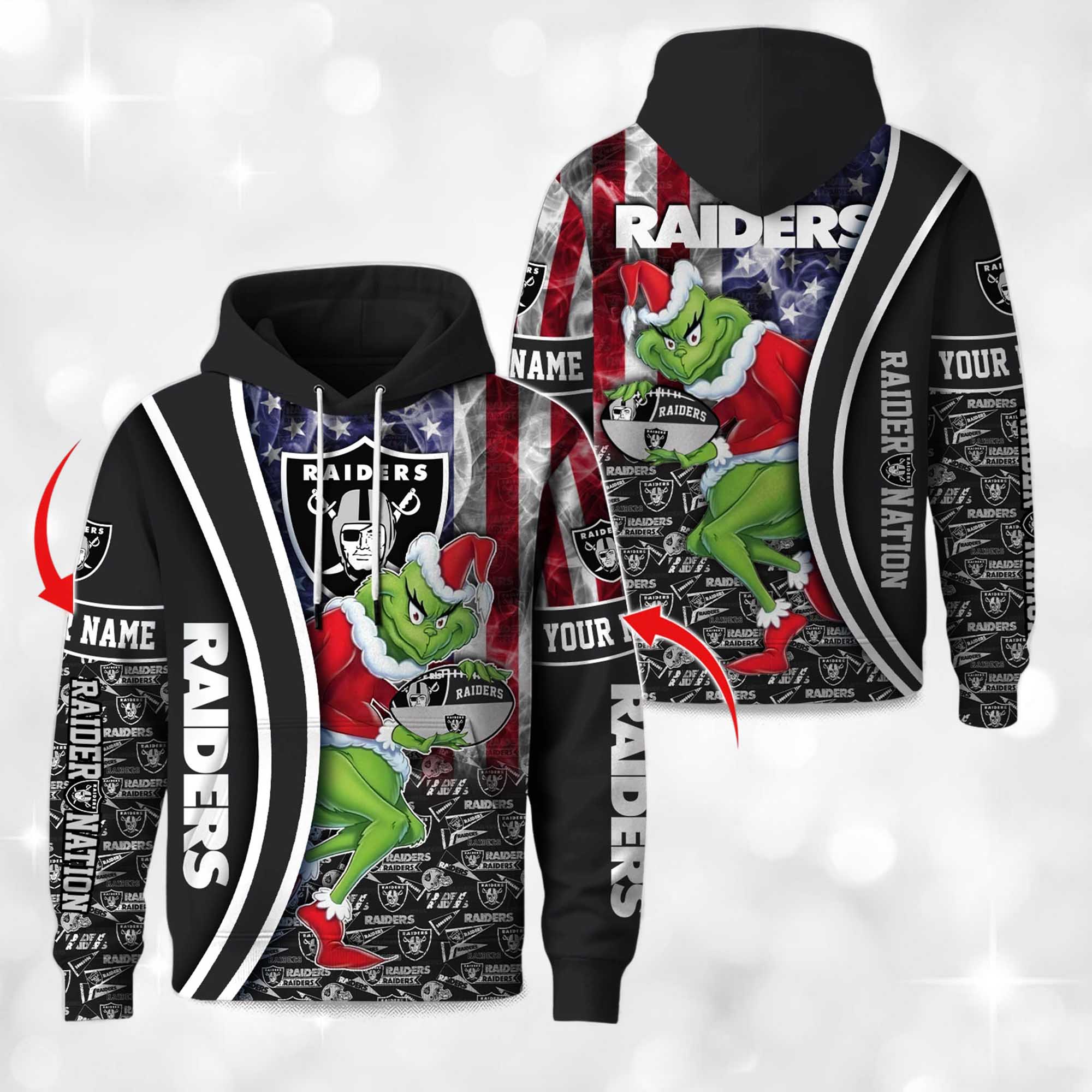 Raiders The Grnch Christmas Football Hoodie 2 Raiders The Grnch Christmas Football Hoodie 2
