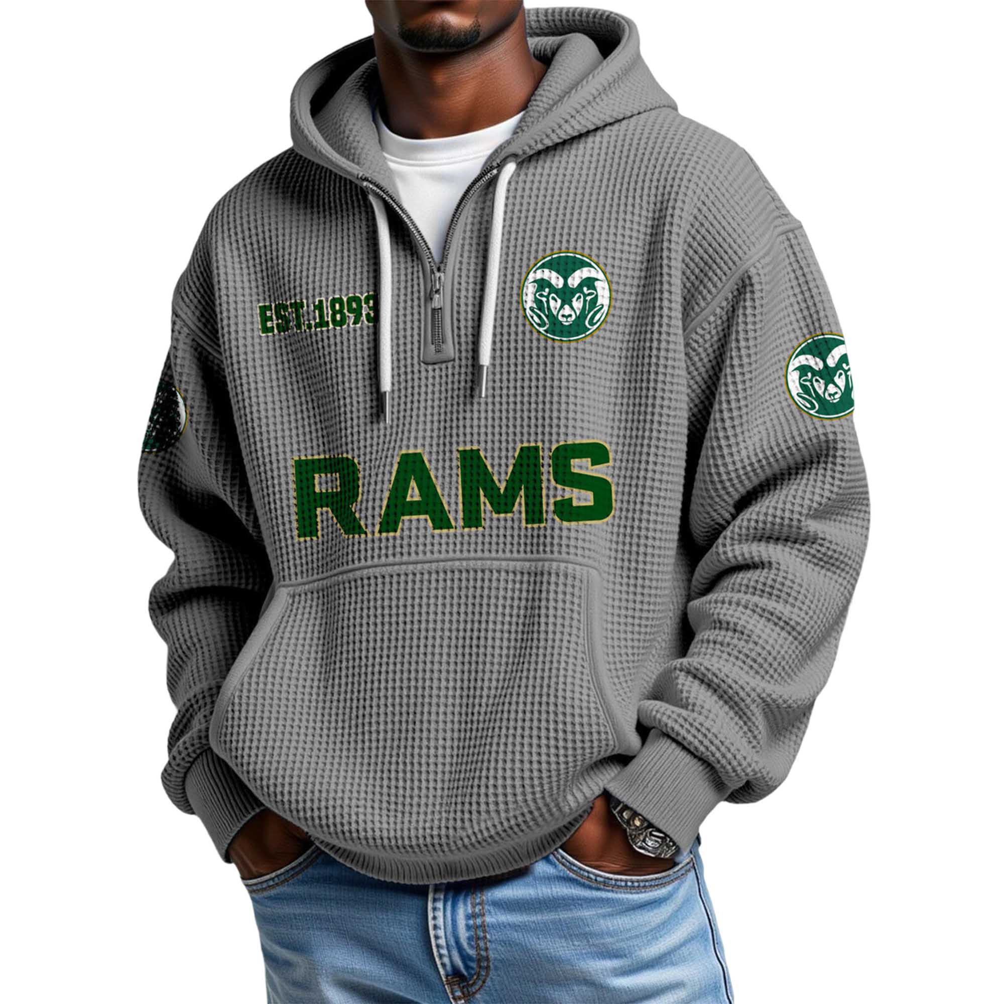 Rams EST 1893 Quarter Zip Waffle Hoodie 3 Rams EST 1893 Quarter Zip Waffle Hoodie 3