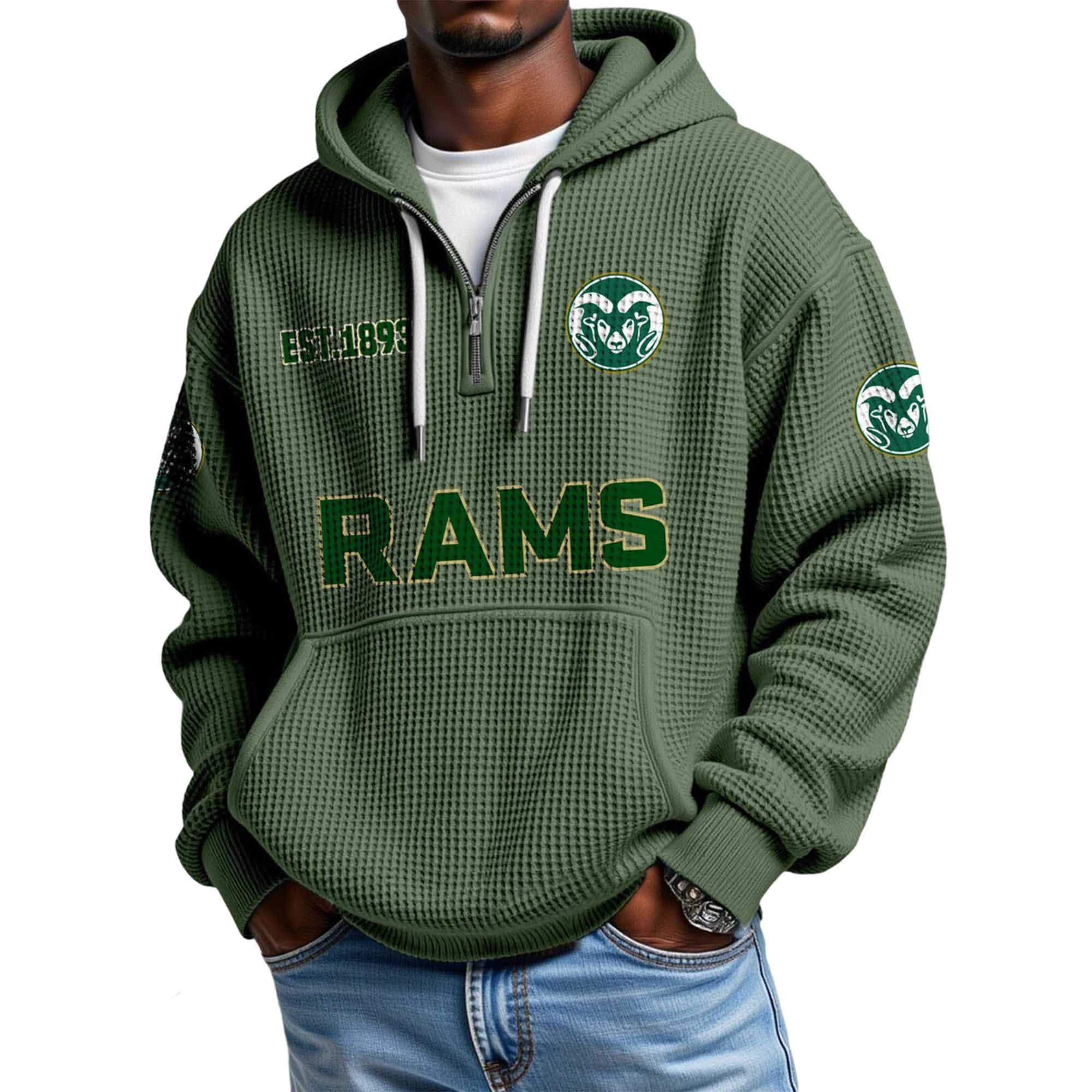 Rams EST 1893 Quarter Zip Waffle Hoodie 4 Rams EST 1893 Quarter Zip Waffle Hoodie 4