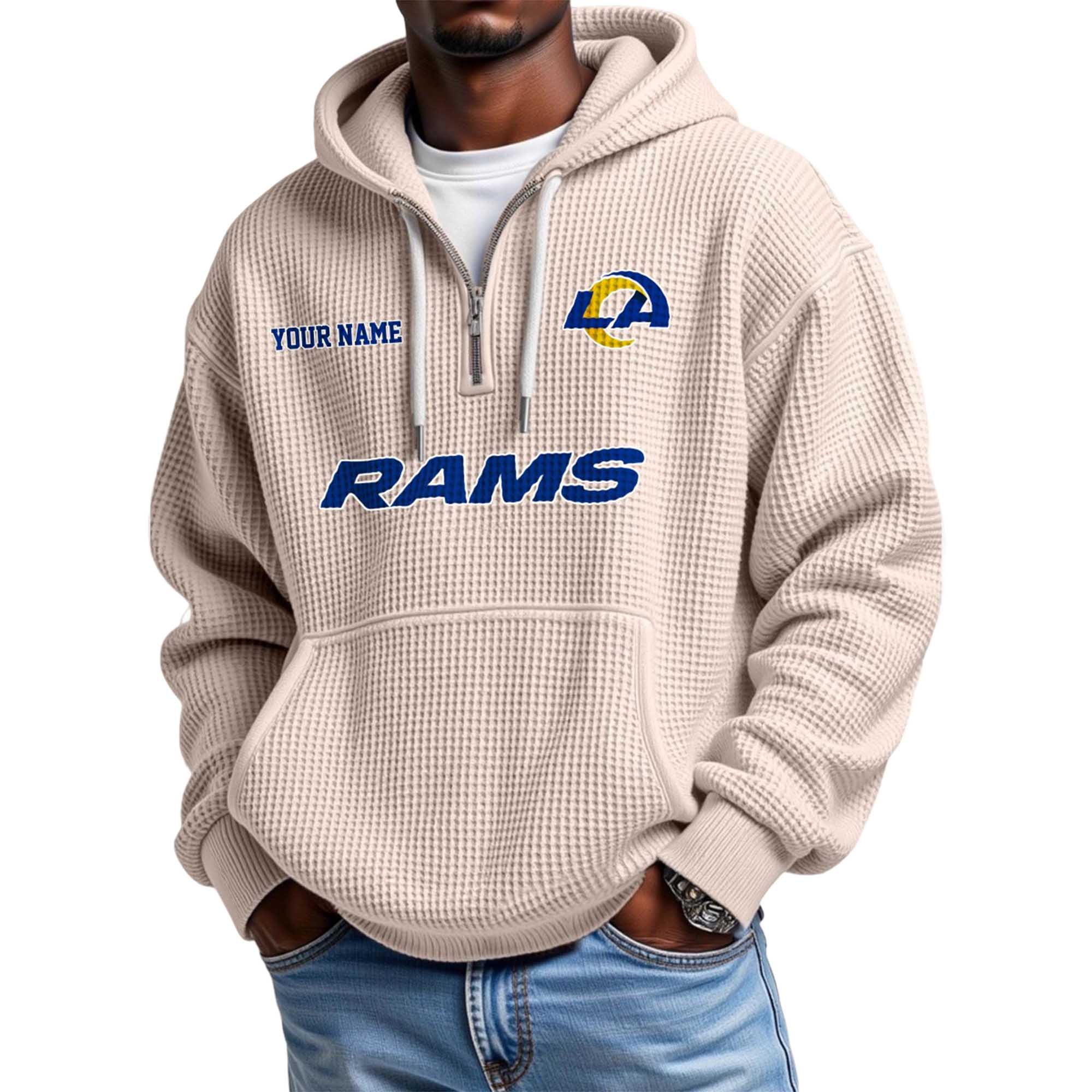 Rams Personalized Quarter Zip Waffle Hoodie 2 Rams Personalized Quarter Zip Waffle Hoodie (2)