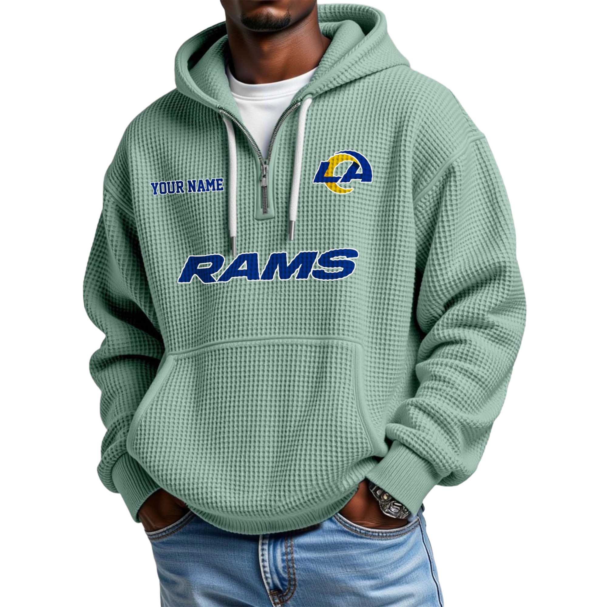 Rams Personalized Quarter Zip Waffle Hoodie 3 Rams Personalized Quarter Zip Waffle Hoodie (5)