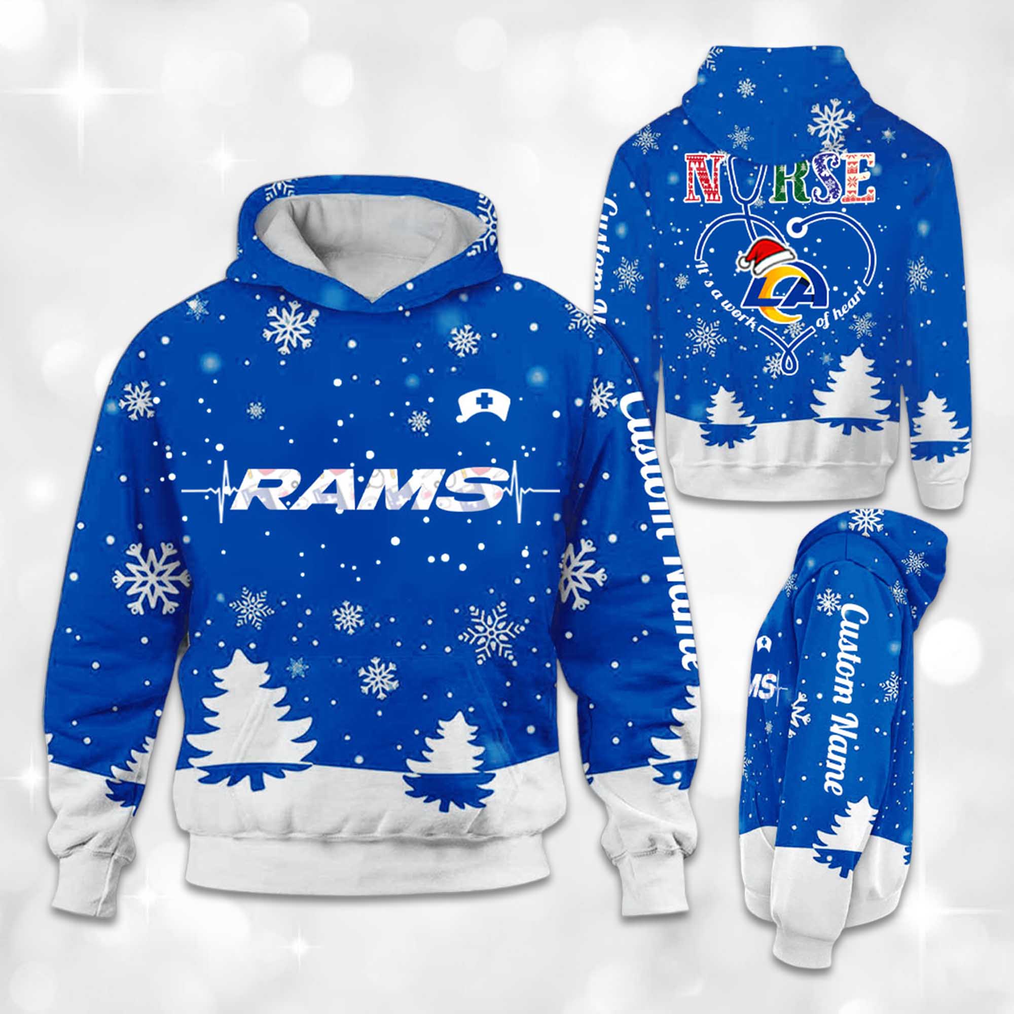 Rams x Nurse Christmas Football Hoodie Rams x Nurse Christmas Football Hoodie